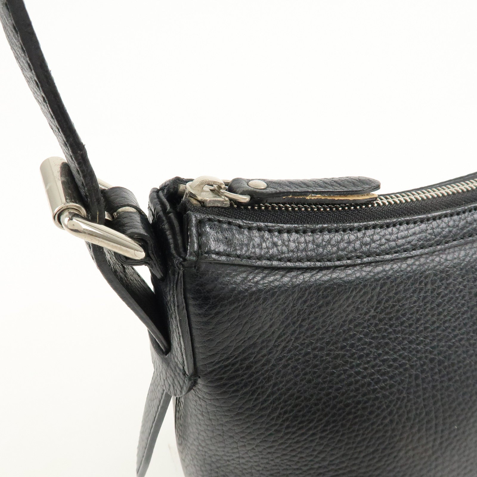 BURBERRY Leather Semi Shoulder Bag Hand Bag Silver HDW Black