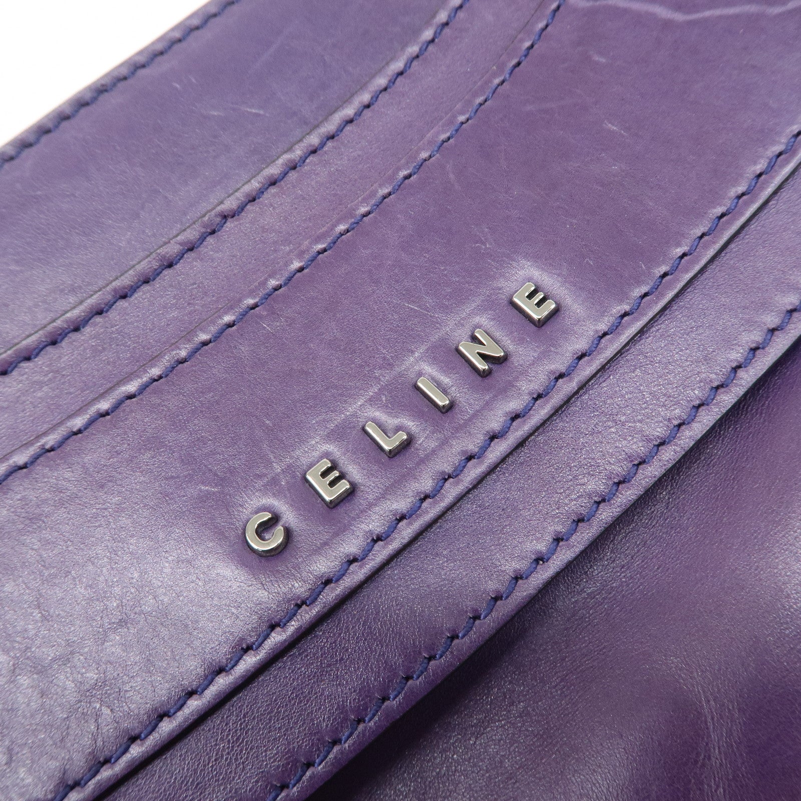 CELINE Leather Boogie Bag Hand Bag Purple