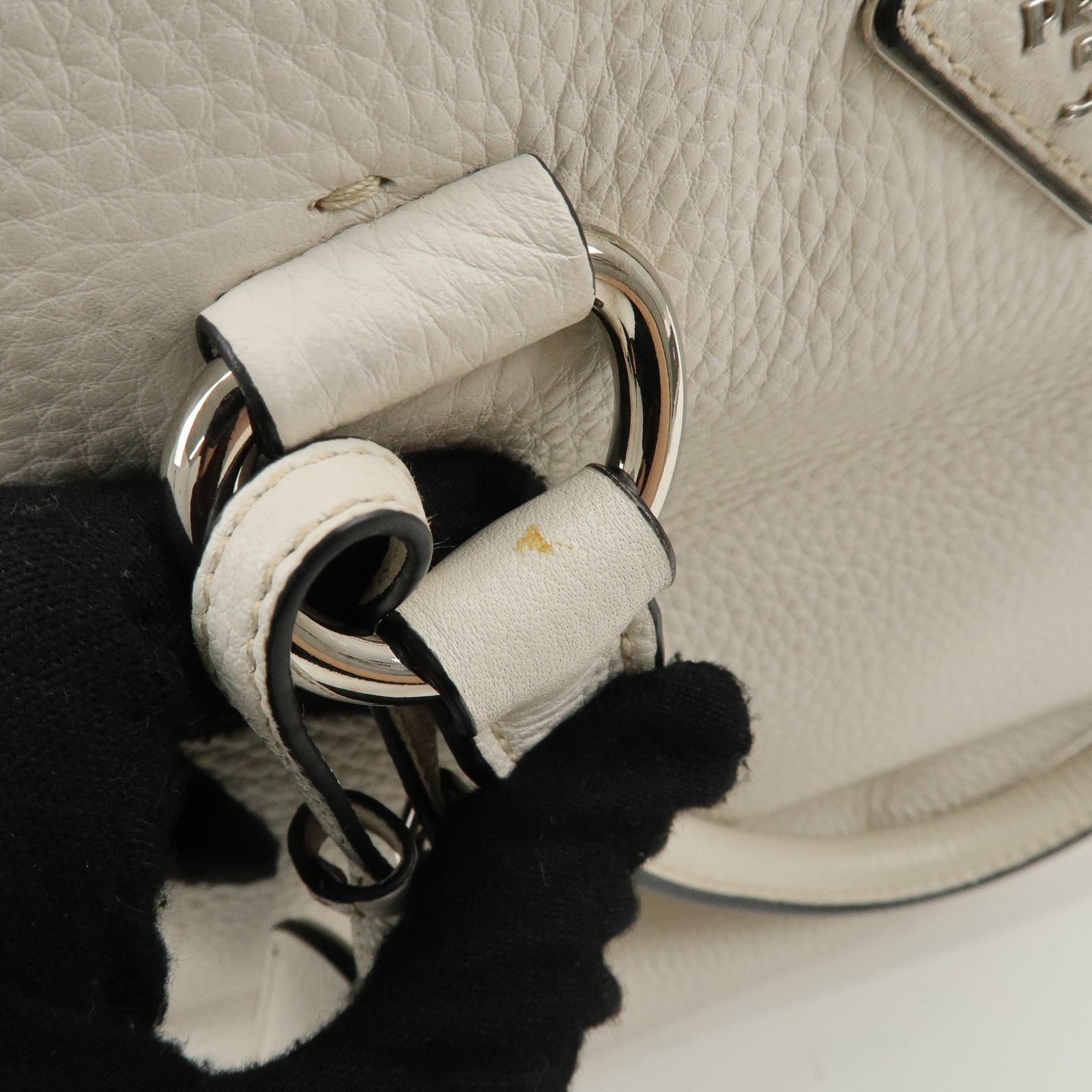 PRADA Leather Hand Bag White BN2579