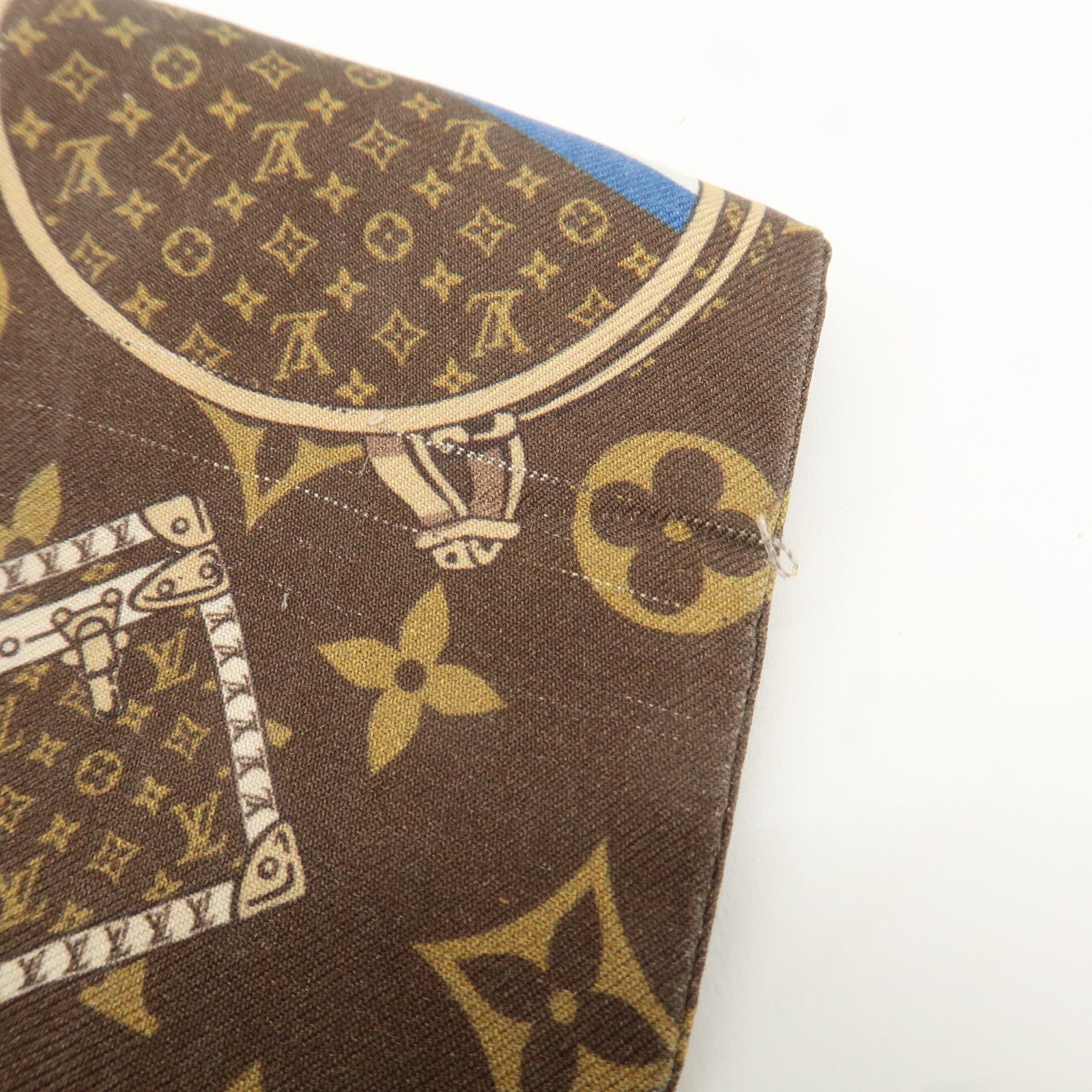 Louis Vuitton 100% Silk Bandeau Monogram Trunks Scarf Brown M72395