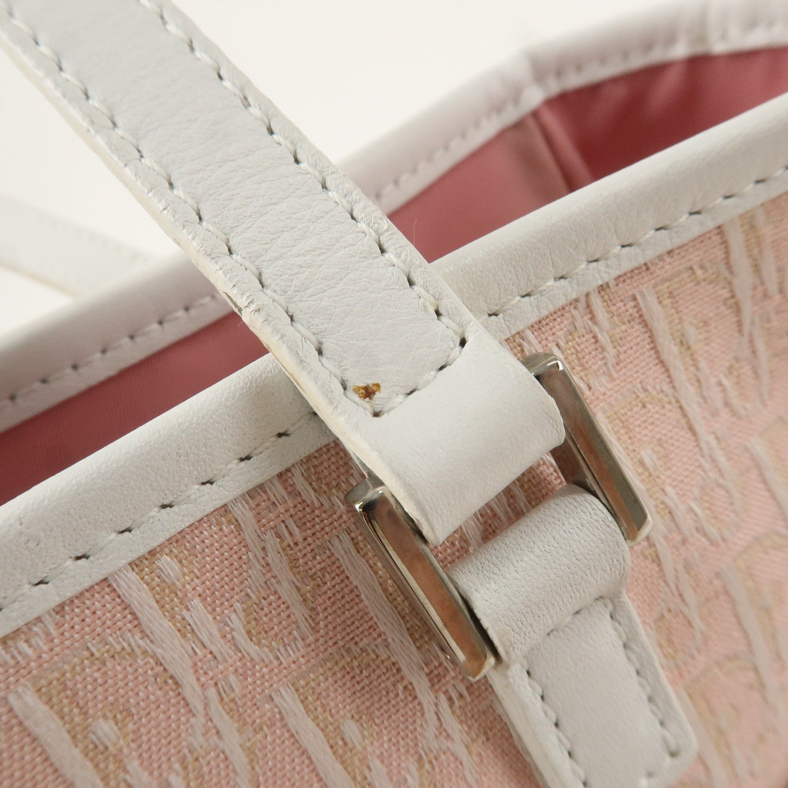 Christian Dior Trotter Canvas Leather Tote Bag Pink White