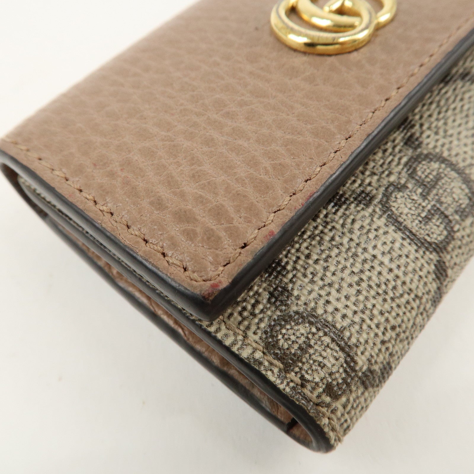 GUCCI GG Marmont Leather GG Supreme 6 Key Case Beige 456118