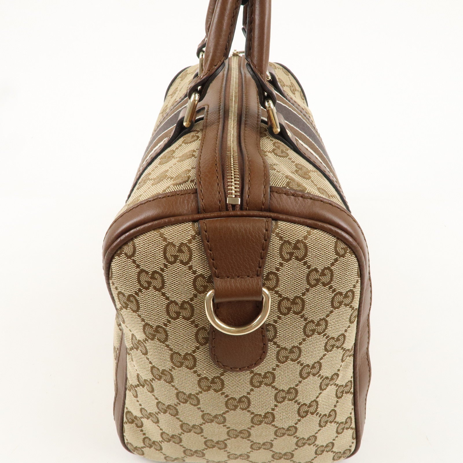 GUCCI Sherry Line GG Canvas Leather 2Way Boston Bag Brown 247205