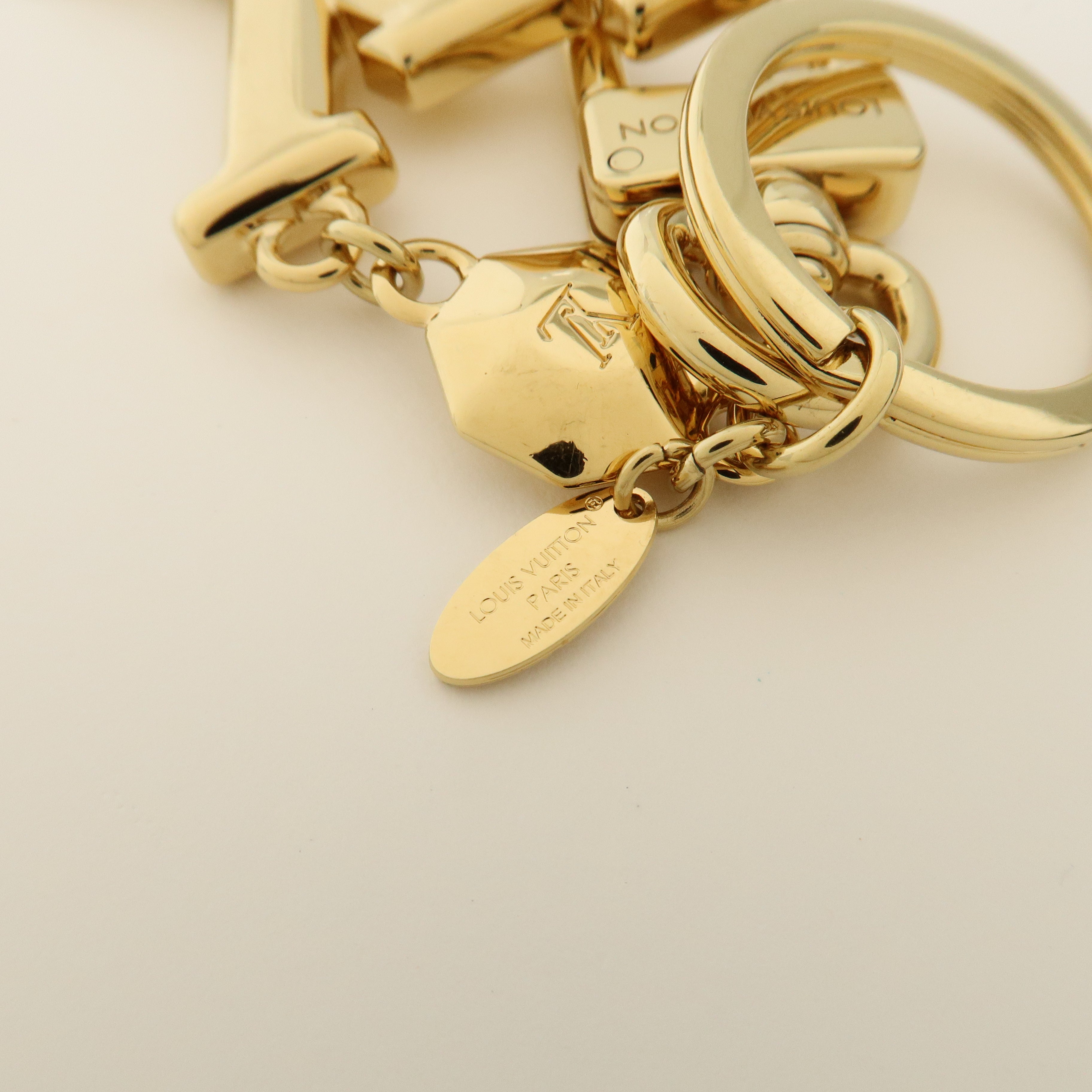 Louis Vuitton Key Holder LV Facettes Gold Bag Charm M65216 Used