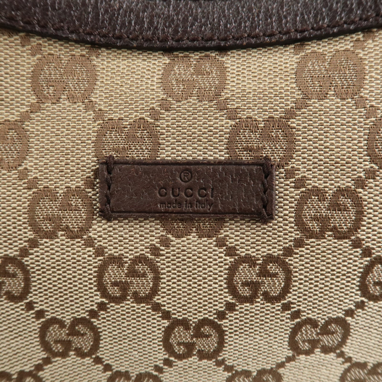 GUCCI GG Canvas Leather Shoulder Bag Beige Brown 122790 Used