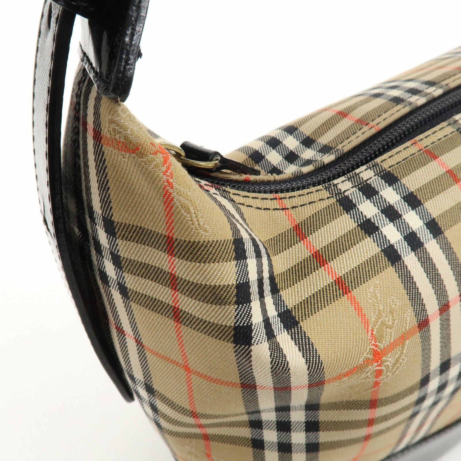 BURBERRY Burberrys Nova Plaid Canvas Leather Shoulder Bag