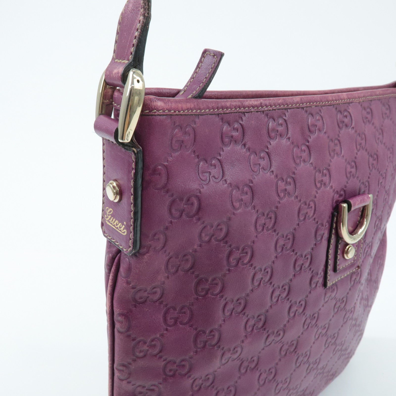 GUCCI Abbey Guccissima Leather Shoulder Bag Purple 131326 Used