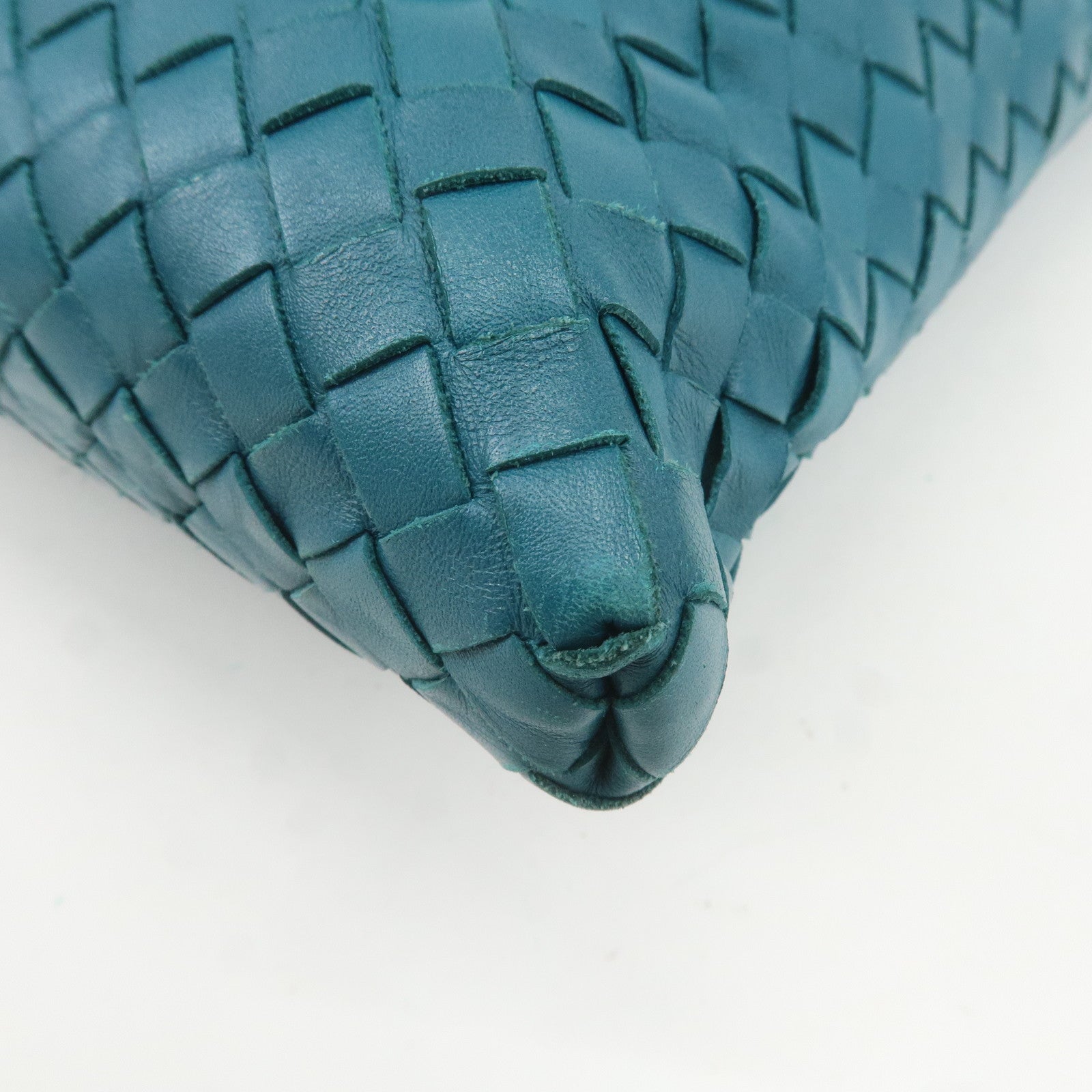 BOTTEGA VENETA Intrecciato Leather Shoulder Bag Turquoise