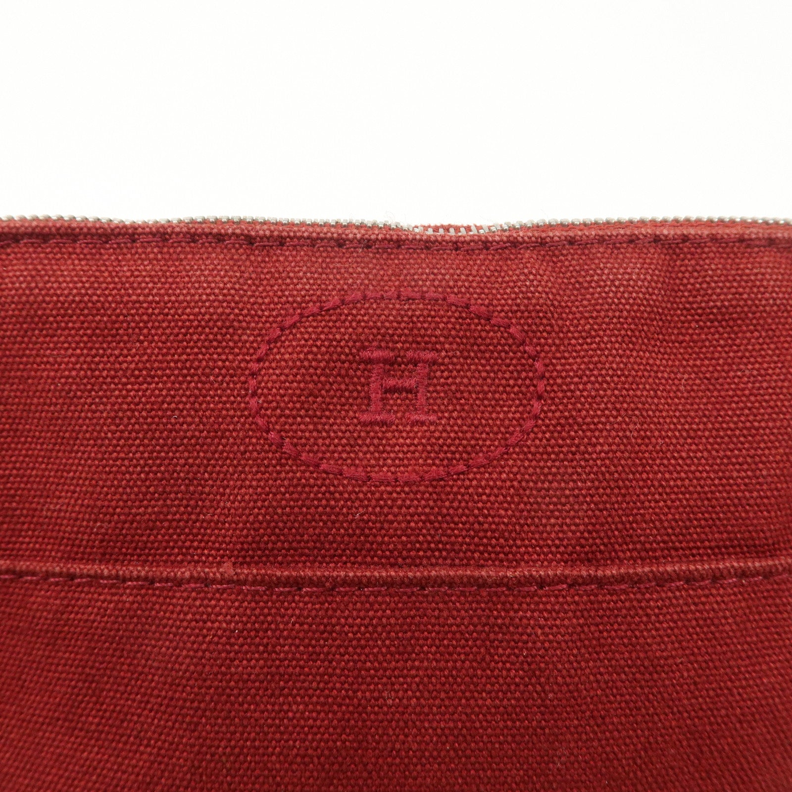 HERMES Canvas Leather Bolide Pouch PM Cosmetic Pouch Bordeaux Used