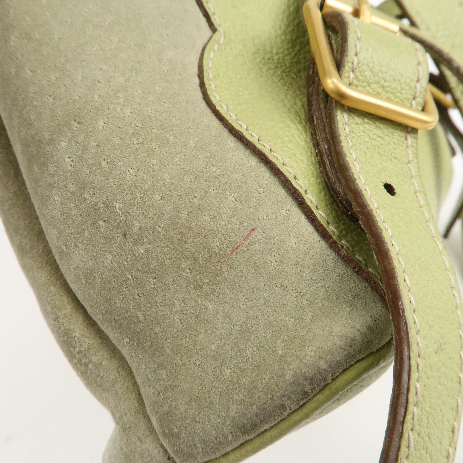 GUCCI Bamboo Suede Leather Backpack Light Green 003.1956.0030