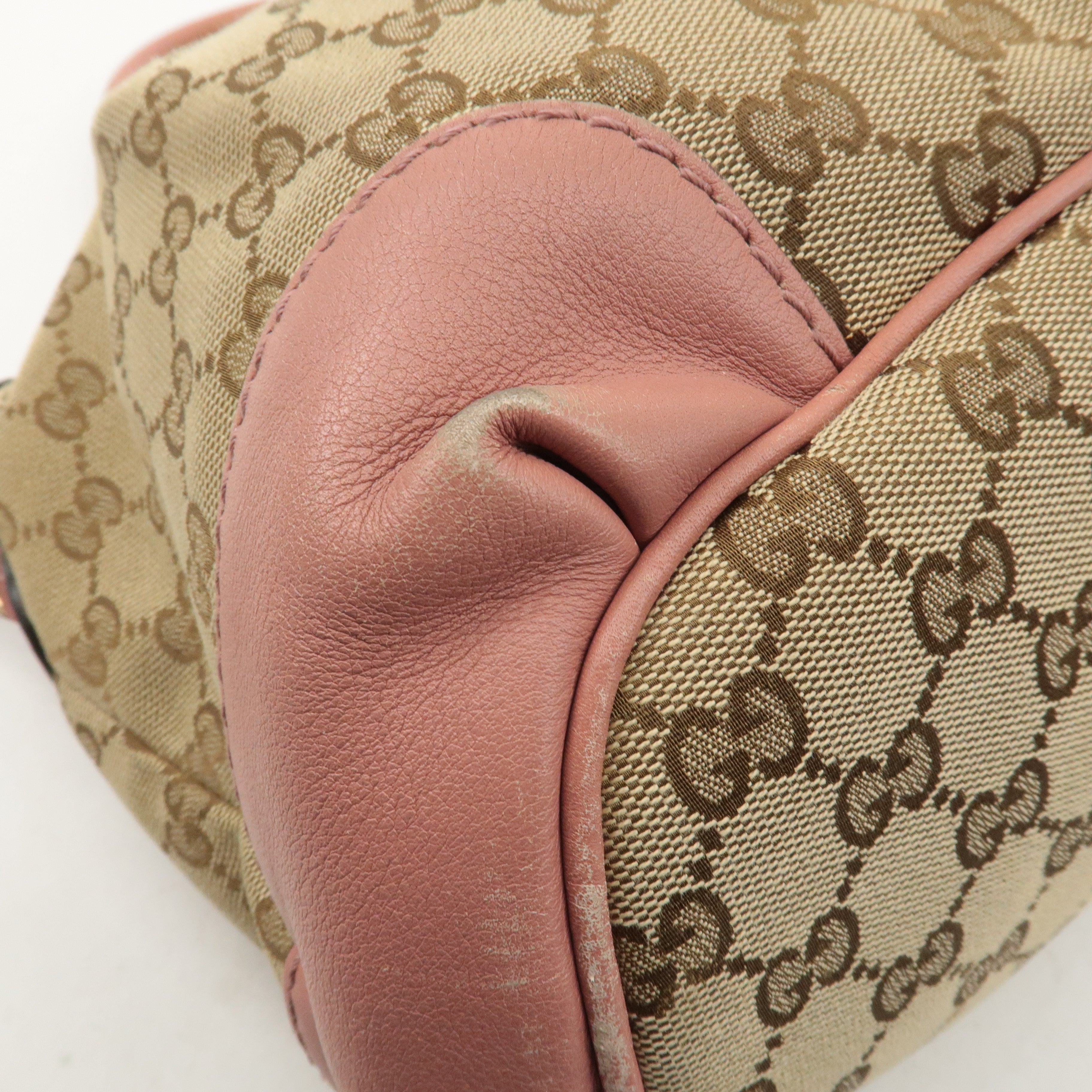 GUCCI Sukey GG Canvas Leather 2Way Shoulder Bag Pink Beige 247902