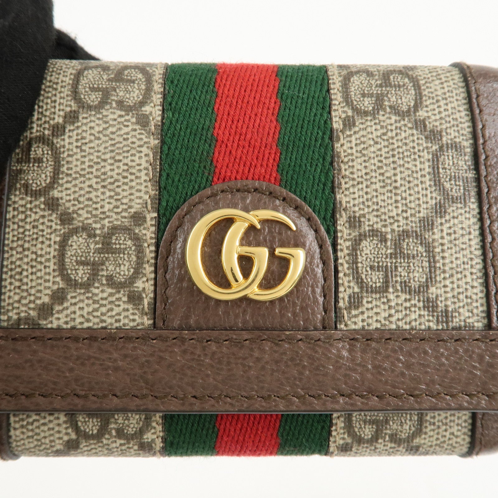 GUCCI Ophidia Sherry GG Supreme Leather Compact Wallet 644334 Used