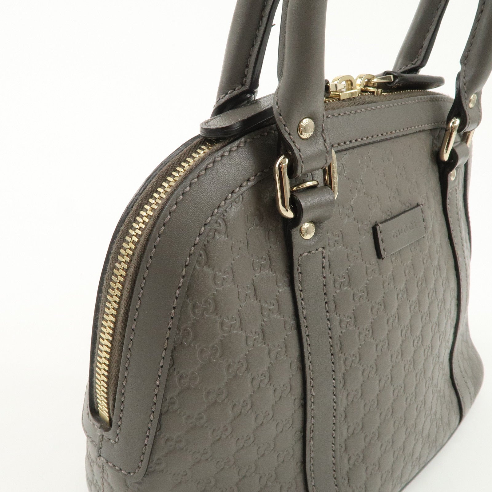 GUCCI Micro Guccissima Leather 2WAY Bag Hand Bag Gray 449654