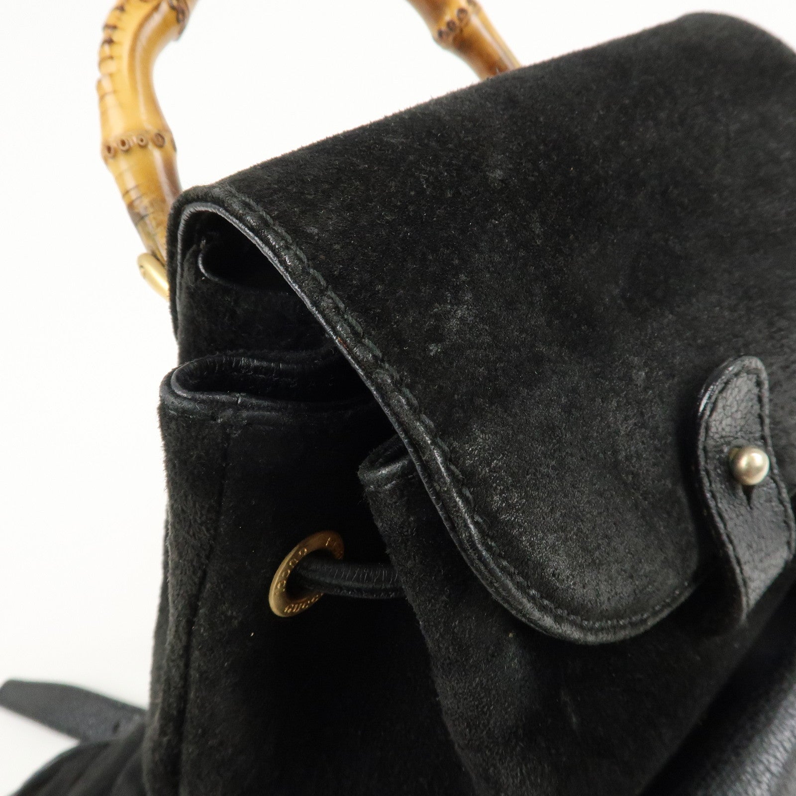 GUCCI Bamboo Suede Leather Mini Back Pack Black 003.2058.0030 Used