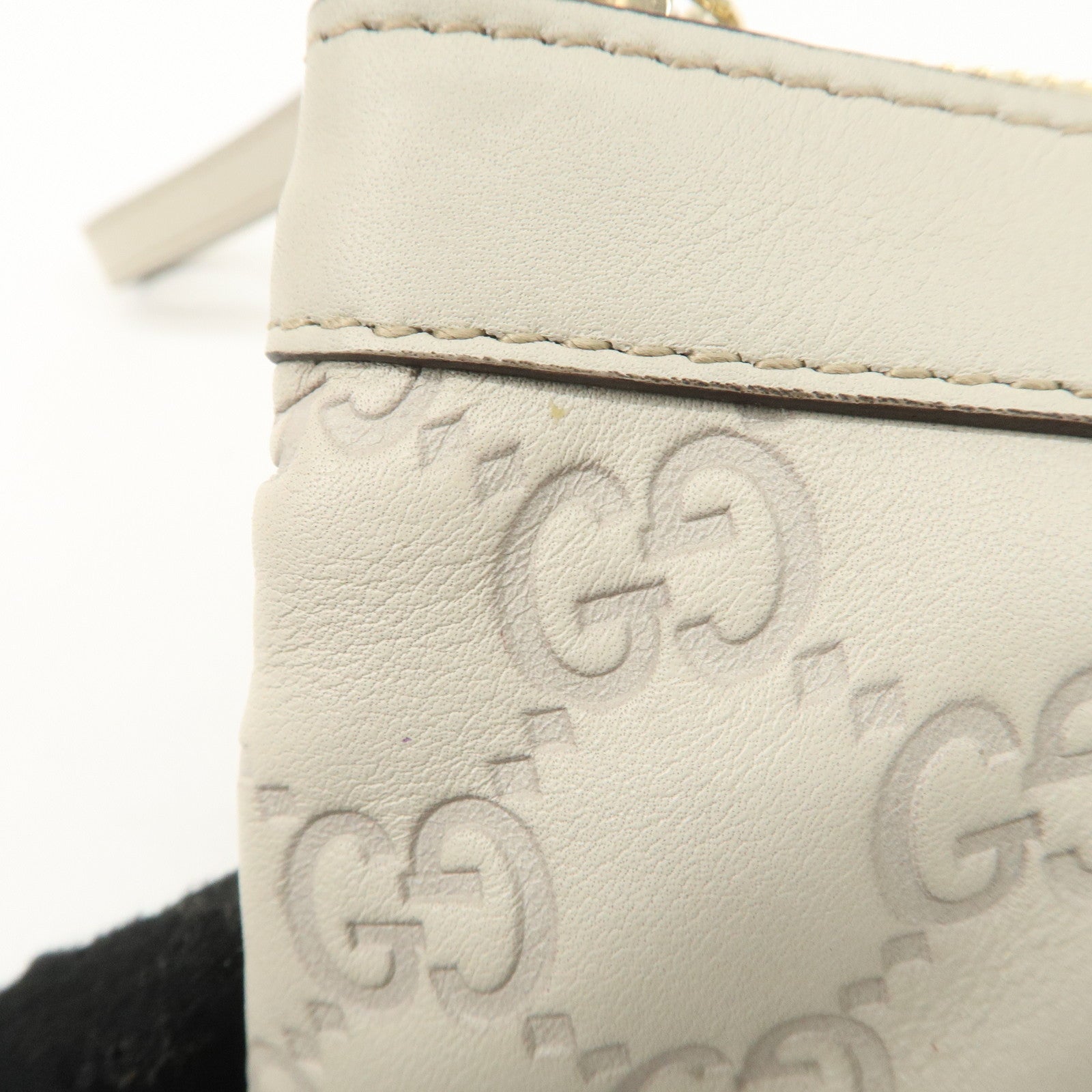 GUCCI Guccissima Guccissima Leather Pouch Ivory 212203 Used