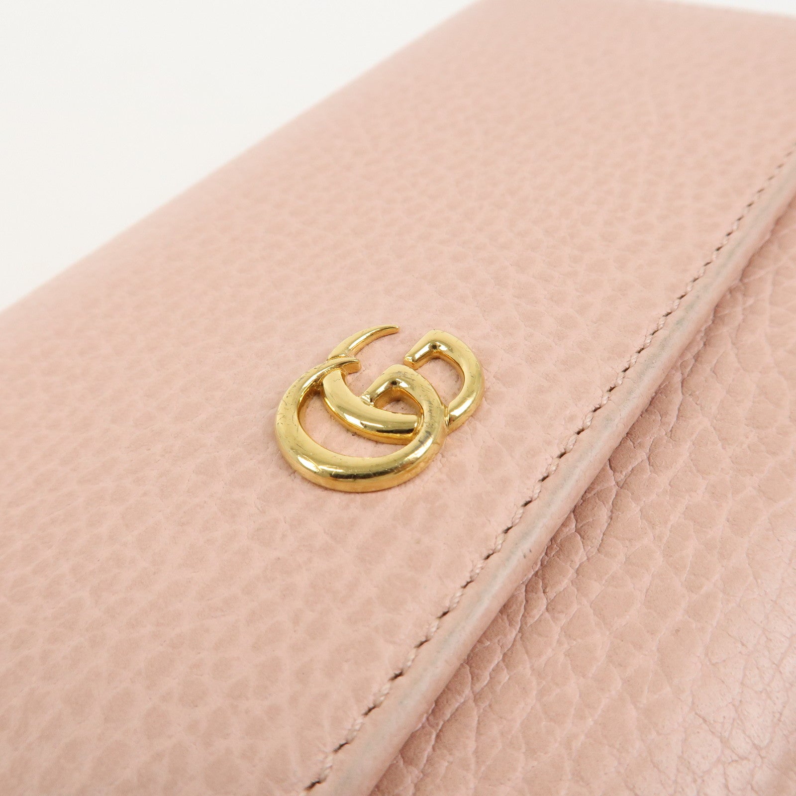 GUCCI Petit Marmont Leather Bi-fold Long Wallet Pink 456116