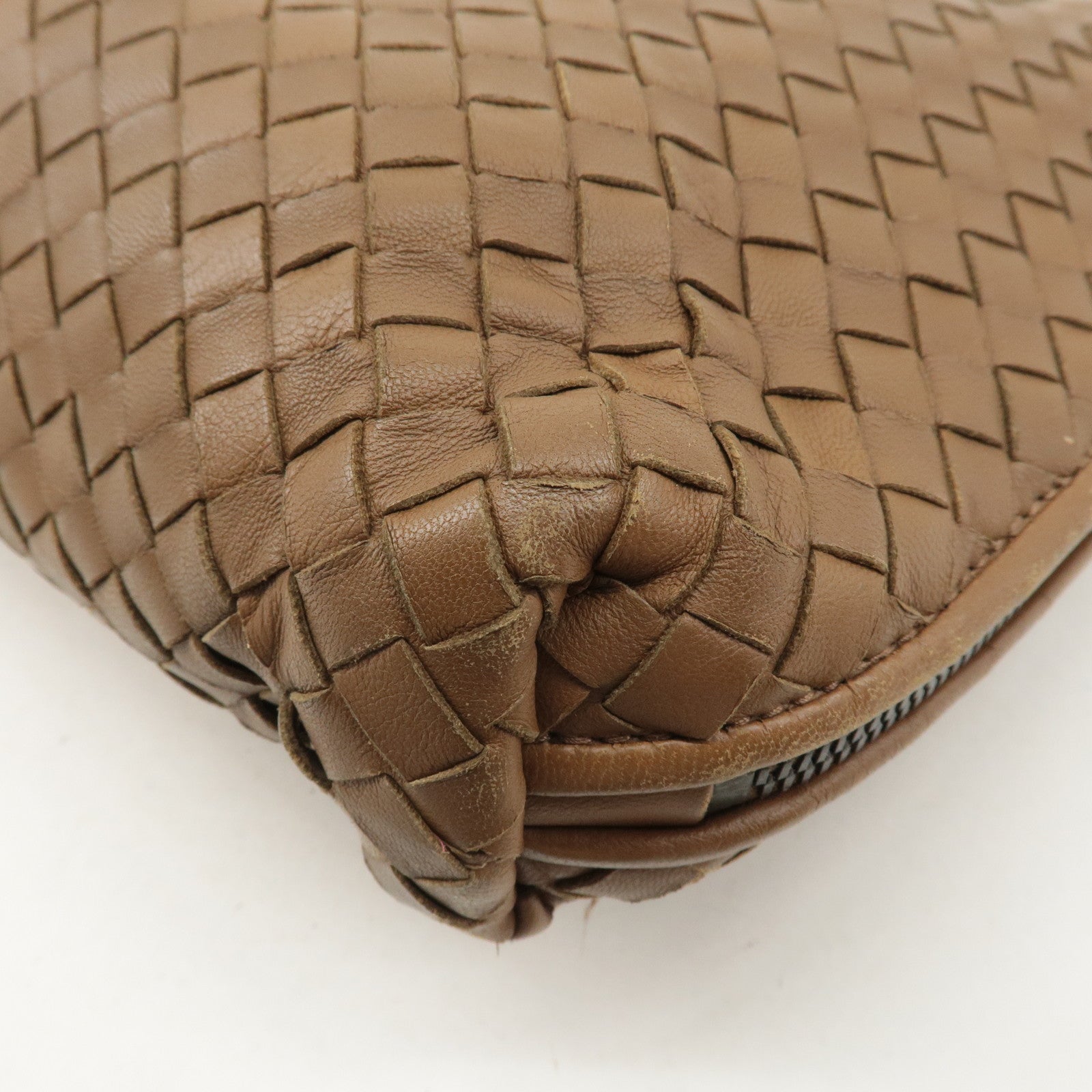 BOTTEGA VENETA Intrecciato Leather Shoulder Bag Brown 245355