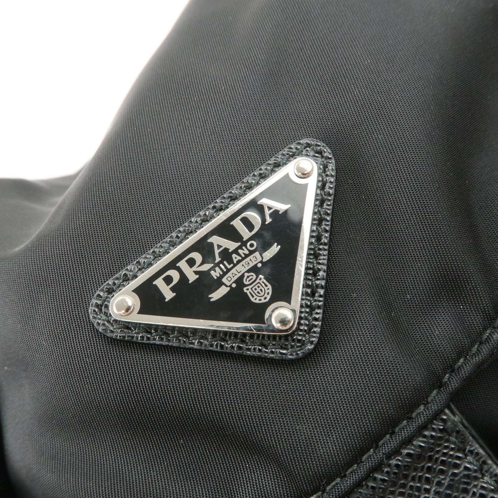 PRADA Re-Nylon Triangle Logo Nylon Leather Back Pack NERO 1BZ811 Used