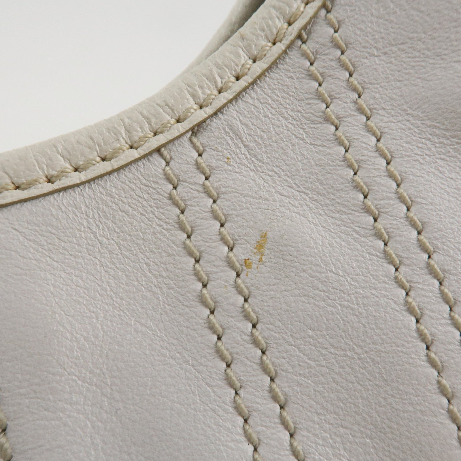 CELINE Leather Shoulder Bag White Gold Hardware