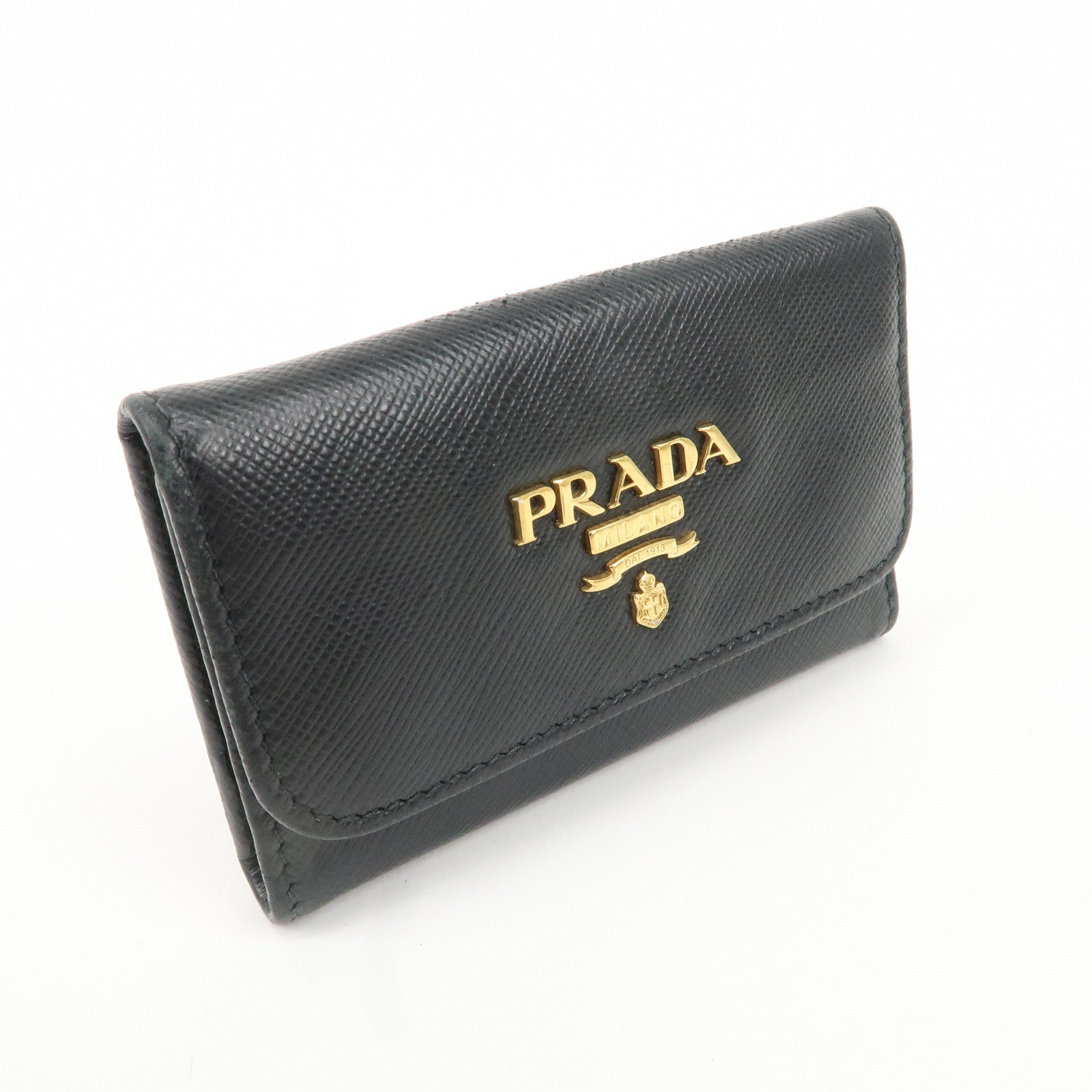 PRADA Set of 2 Saffiano Leather Canvas 6 Ring Key Case 1PG222 M222