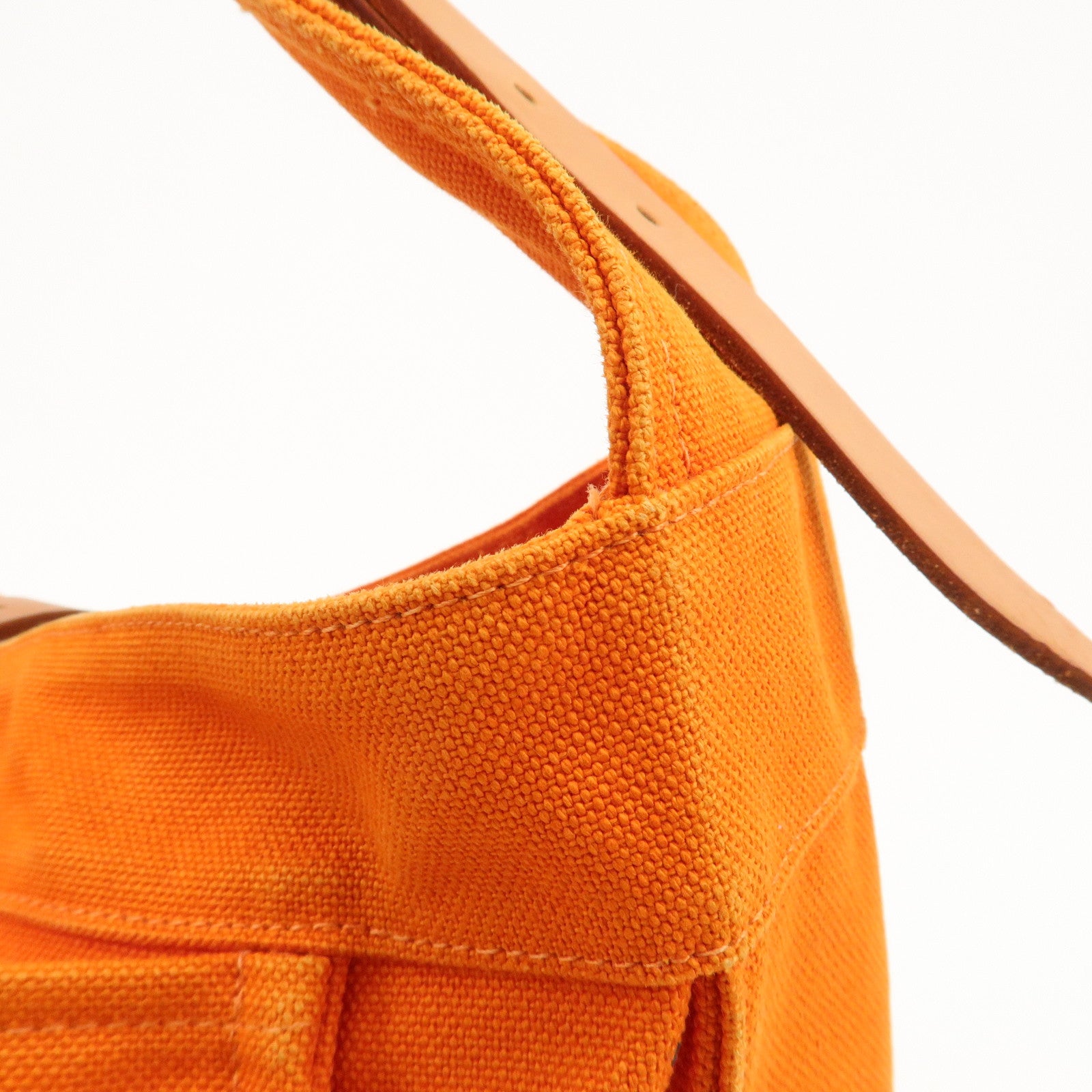 HERMES Marwari GM Canvas Leather □〇 Stamped Shoulder Bag Orange Used