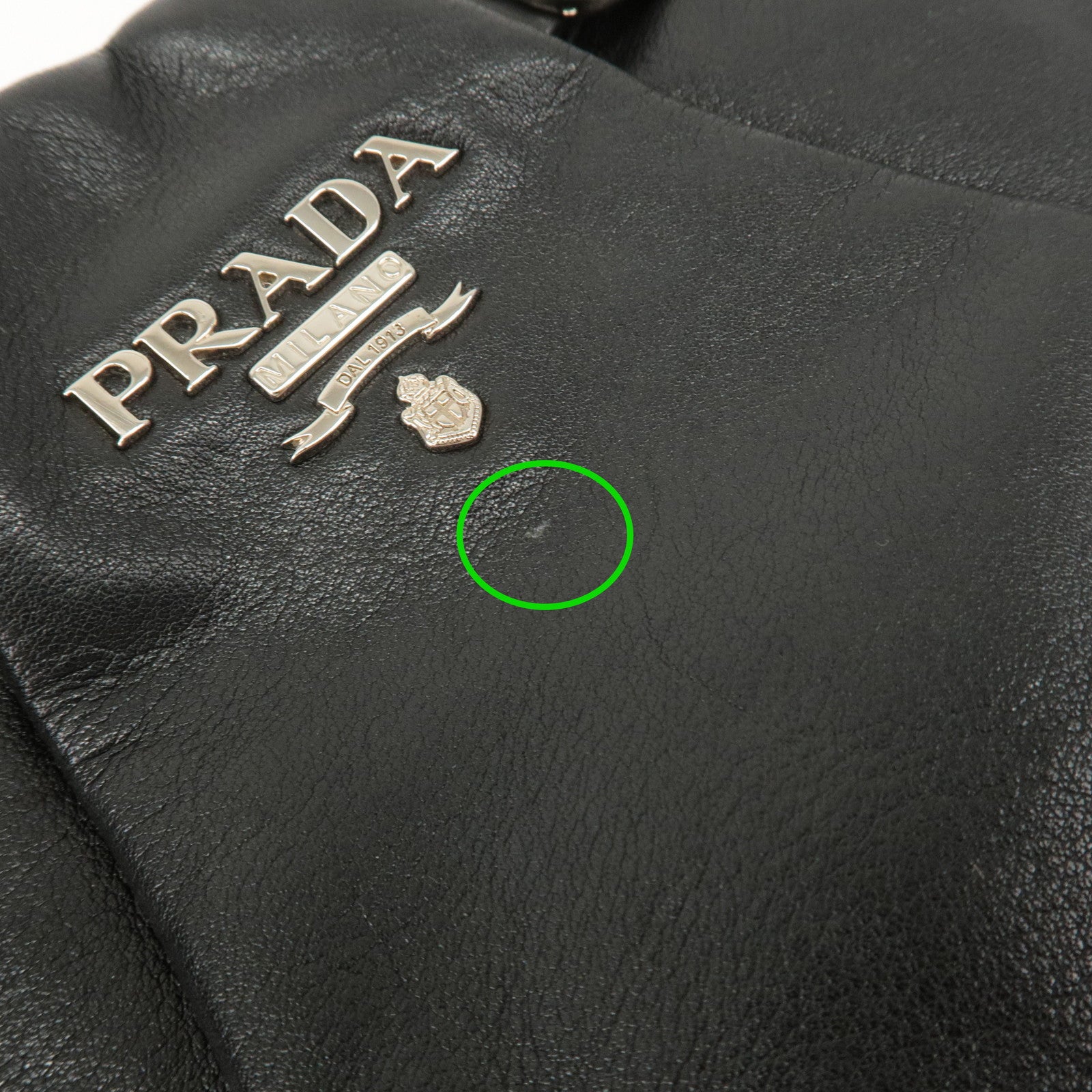 PRADA Logo Leather Shoulder Bag Hand Bag Black BR3795