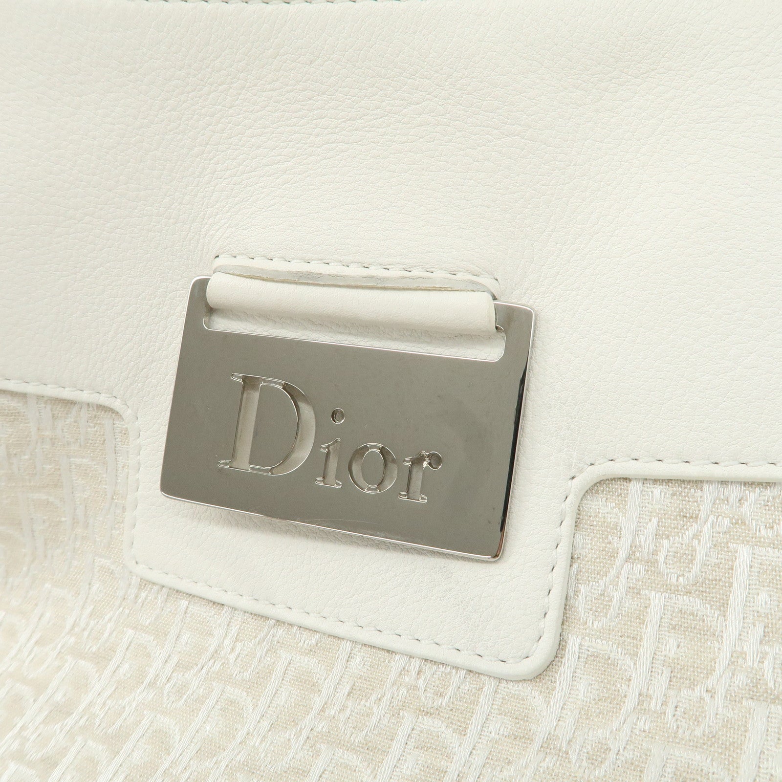 Christian Dior Trotter Canvas Leather Shoulder Bag Hand Bag Ivory Used