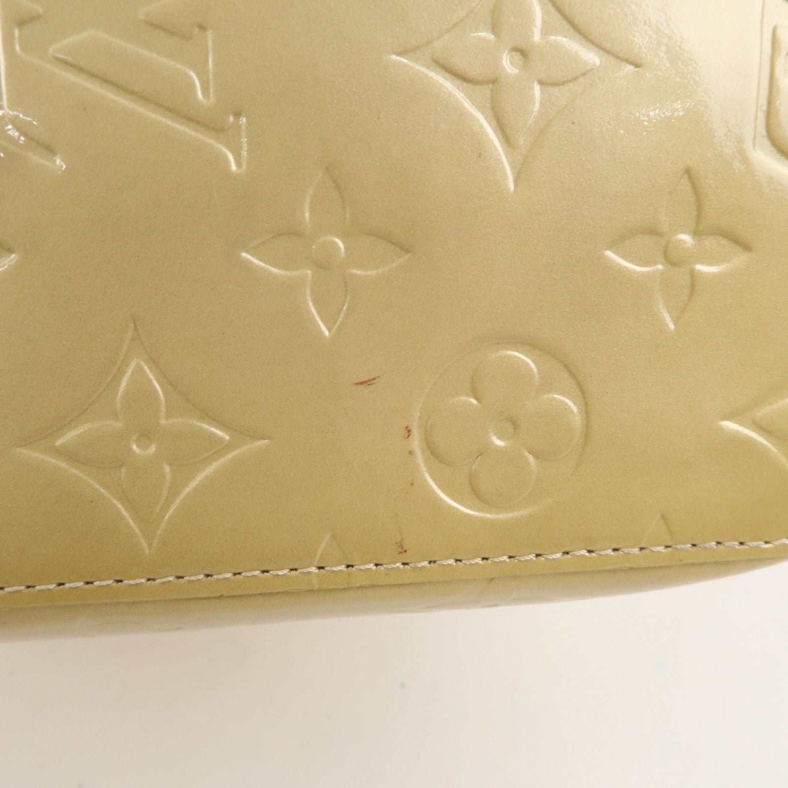 Louis Vuitton Monogram Vernis Lead MM Hand Bag Beige M91141