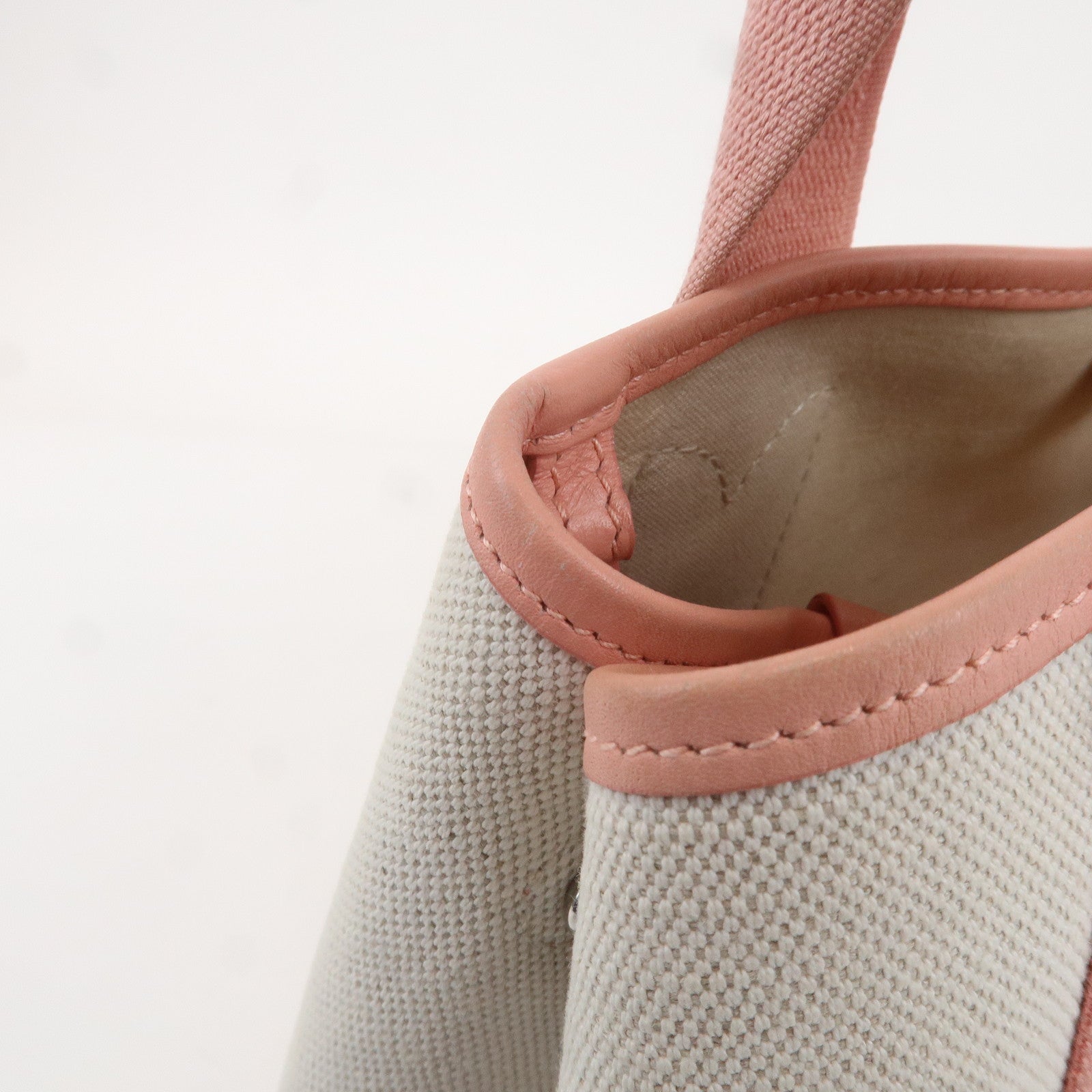 BALENCIAGA Cabas S Canvas Leather Tote Bag Beige Pink 339933