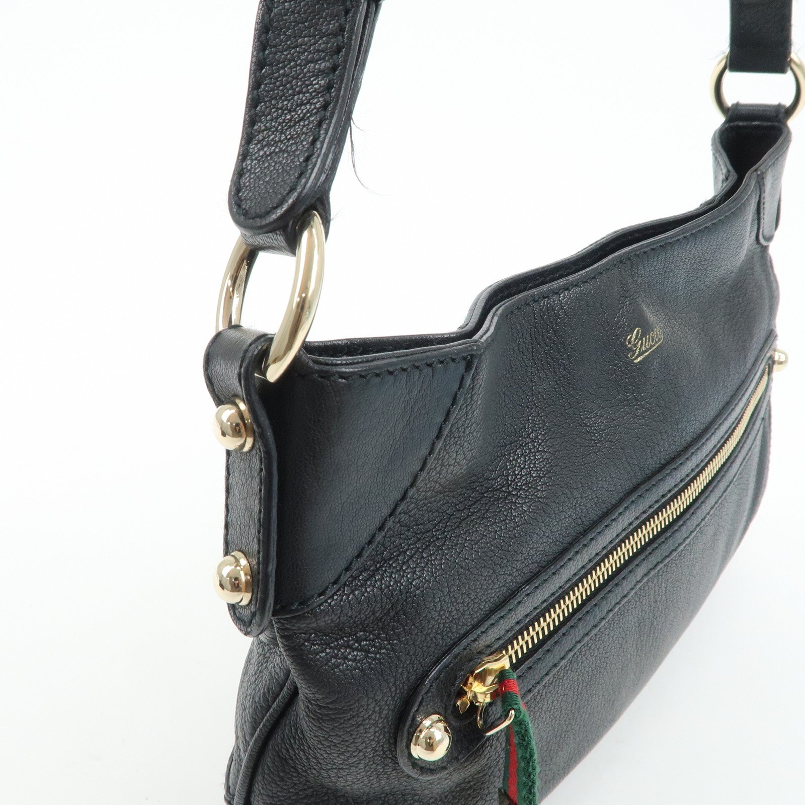 GUCCI Sherry Leather Chain Shoulder Bag Hand Bag Black 153011