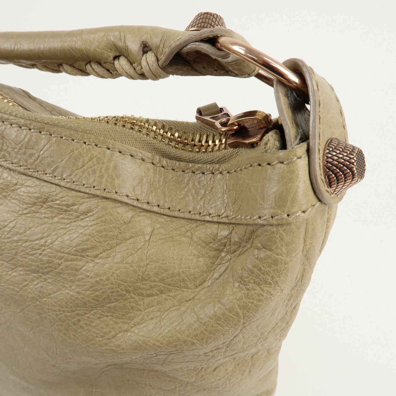 BALENCIAGA Leather Shoulder Bag Hand Bag Beige 285437