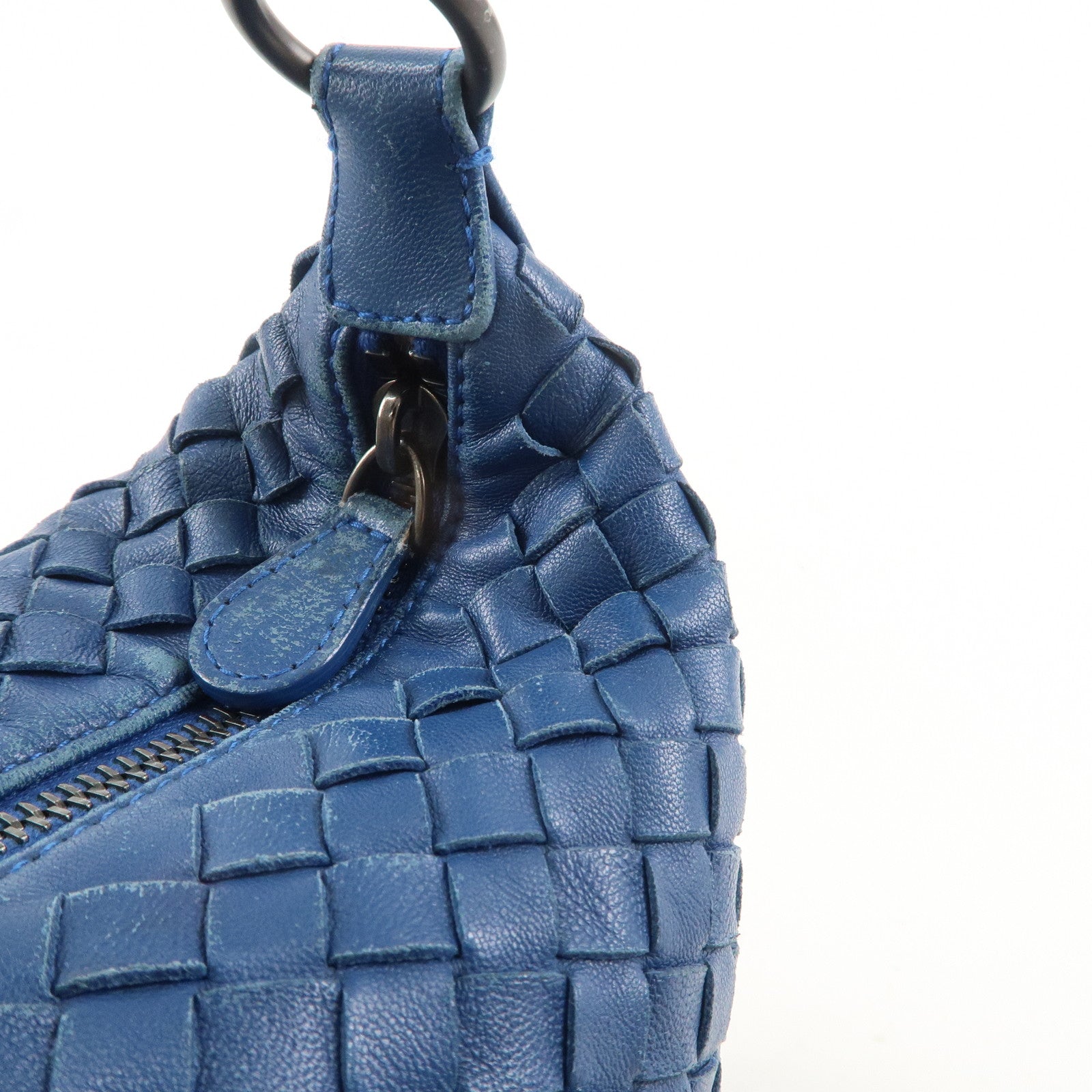 BOTTEGA VENETA Intrecciato Leather Shoulder Bag Blue 239988