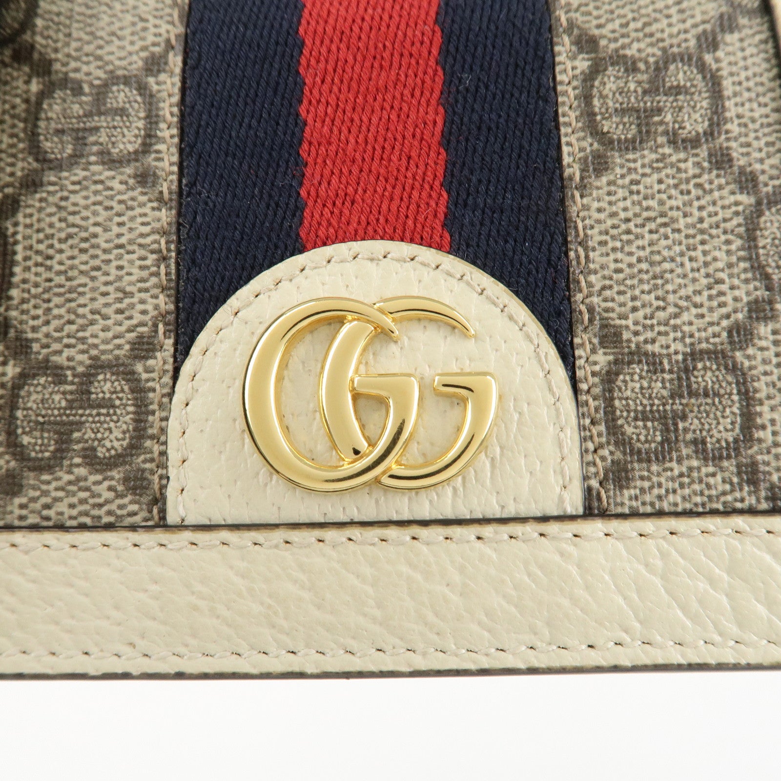 GUCCI Ophidia Sherry GG Supreme Leather Compact Wallet 523155 Used