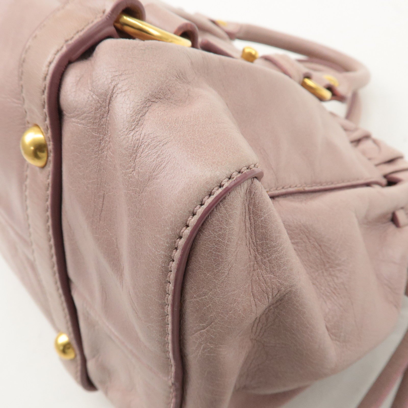 MIU MIU Leather 2WAY Bag Hand Bag Shoulder Bag Pink