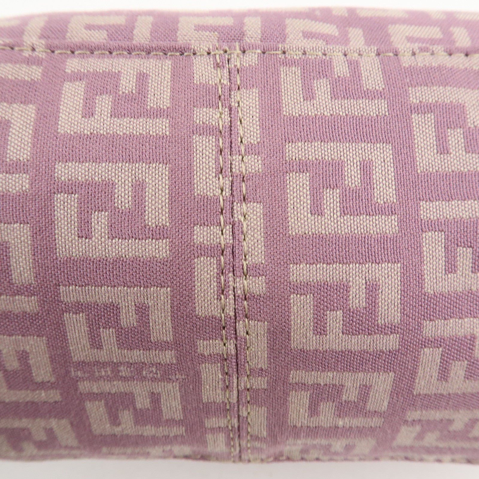 Auth FENDI  Zucchino Canvas Leather Hand Bag Pouch Purple Beige 8N0005 Used F/S