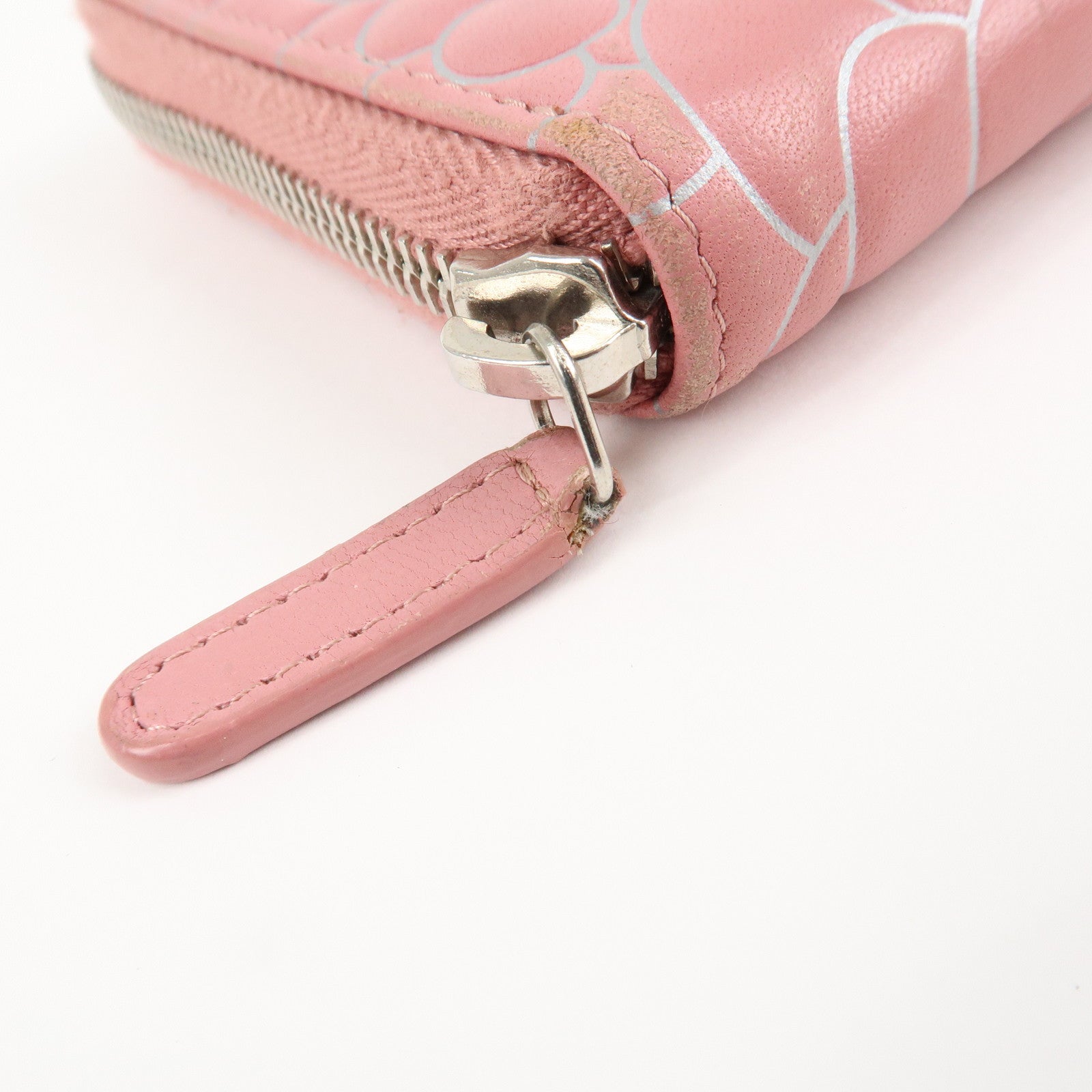 CHANEL Camellia Lamb Skin Long Zippy Wallet Pink A50085