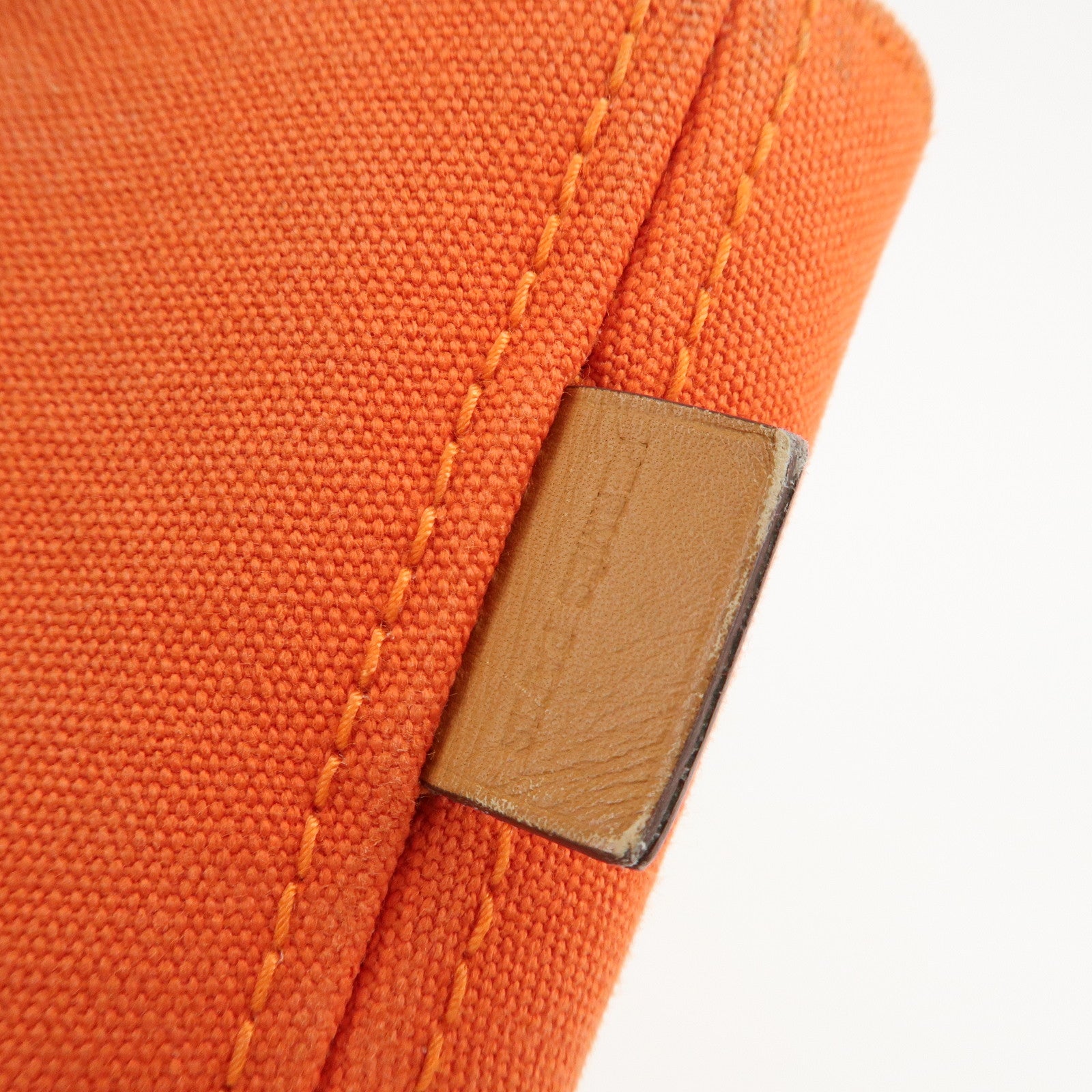 HERMES Canvas Leather Panied Plage PM Tote Bag Orange