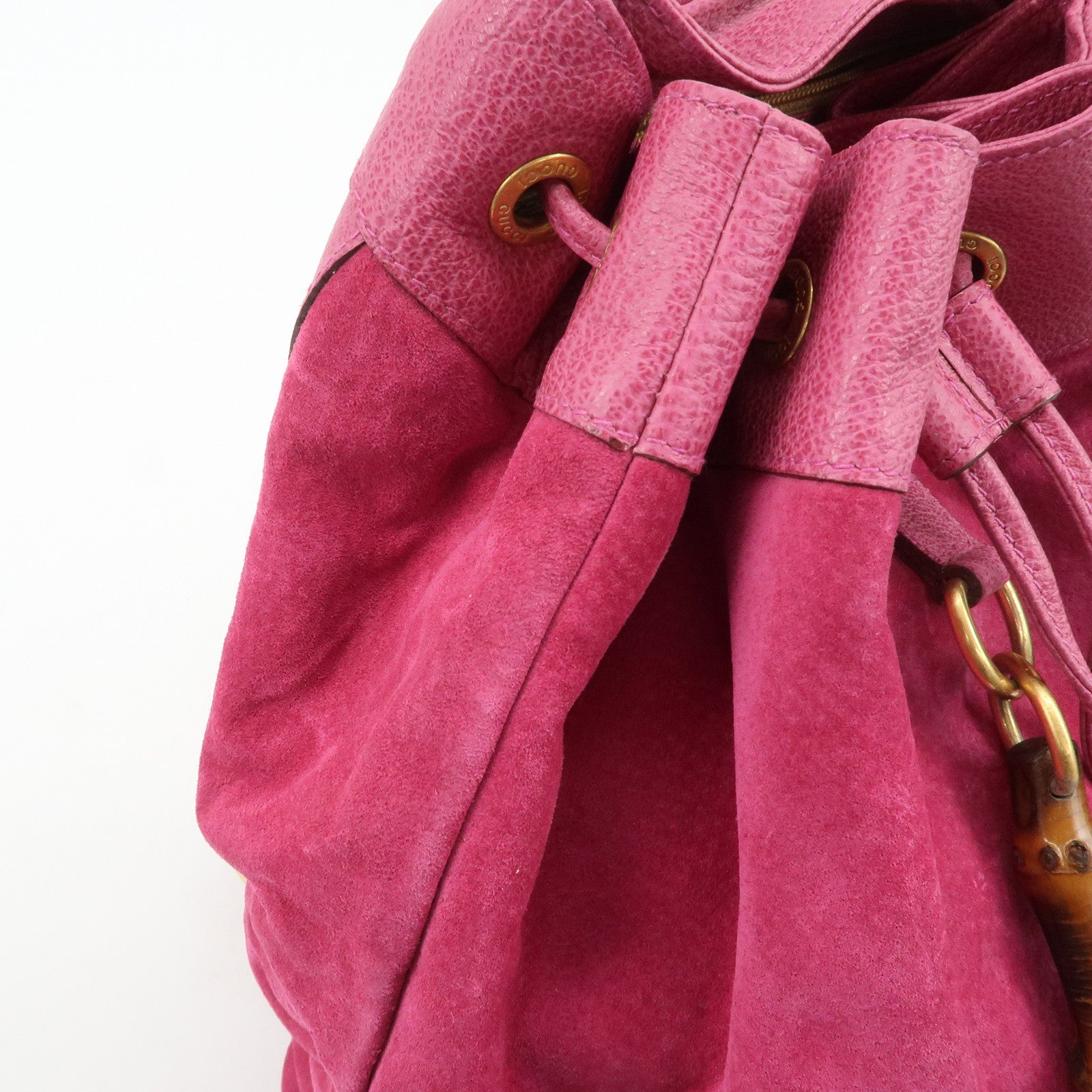 GUCCI Bamboo Suede Leather Back Pack Pink 003.2855.0043