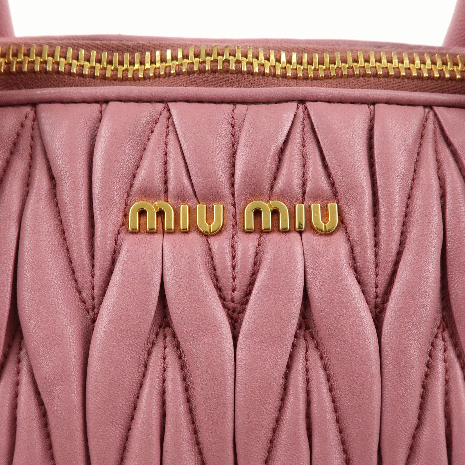 MIU MIU Matelasse Leather 2way Bag Shoulder Hand Bag Pink