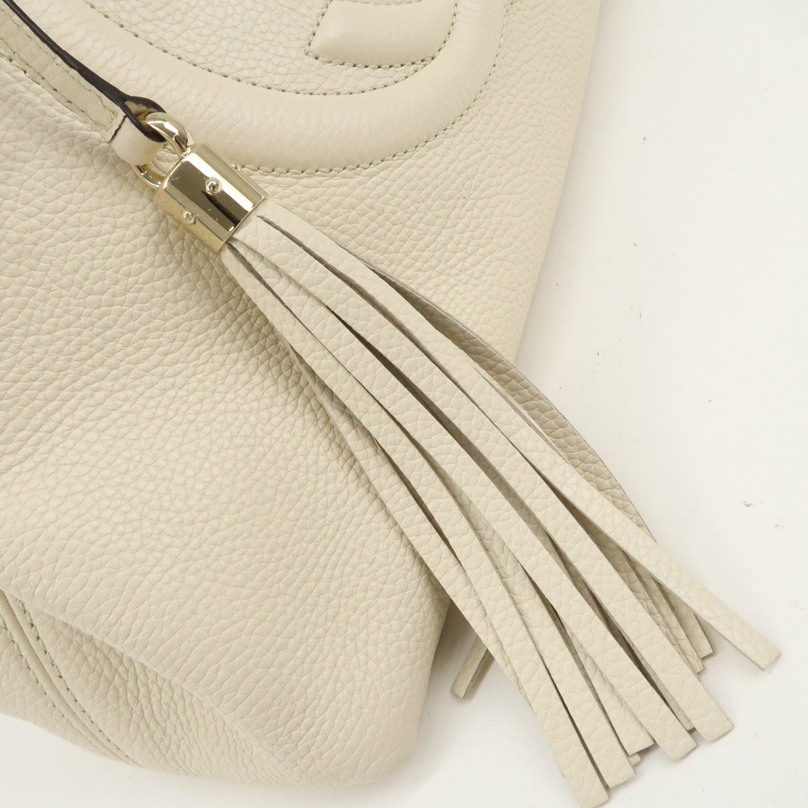 GUCCI SOHO Interlocking G Leather Chain Shoulder Bag Ivory 536196