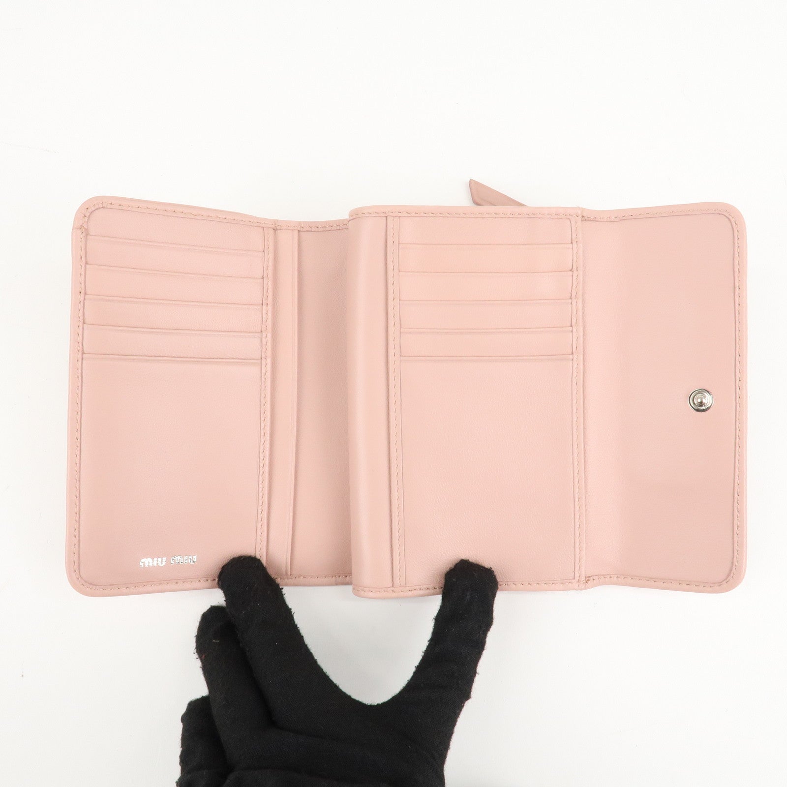 MIU MIU Matelasse Leather Tri-fold Wallet Pink