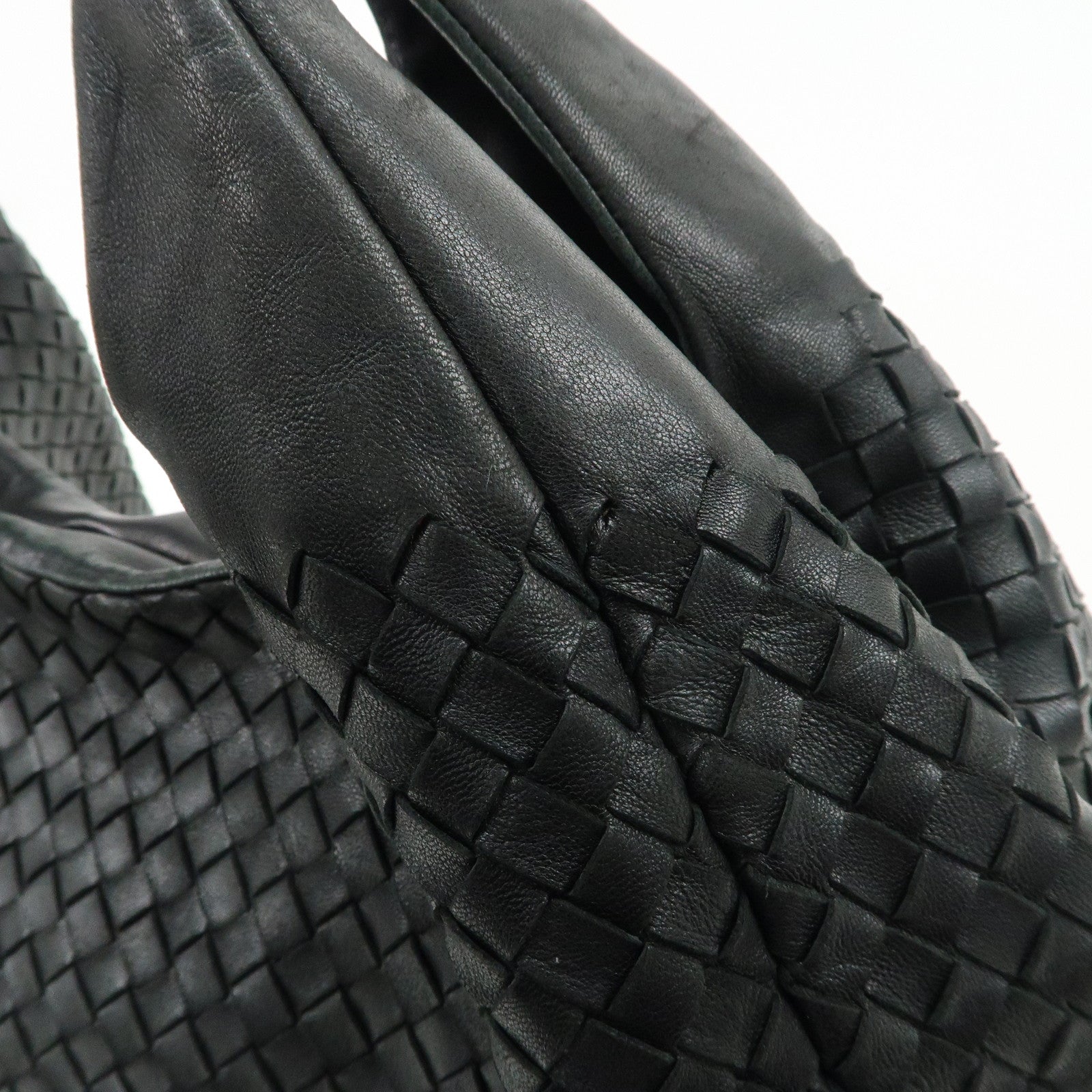 BOTTEGA VENETA Intrecciato Leather Shoulder Bag Black 124864