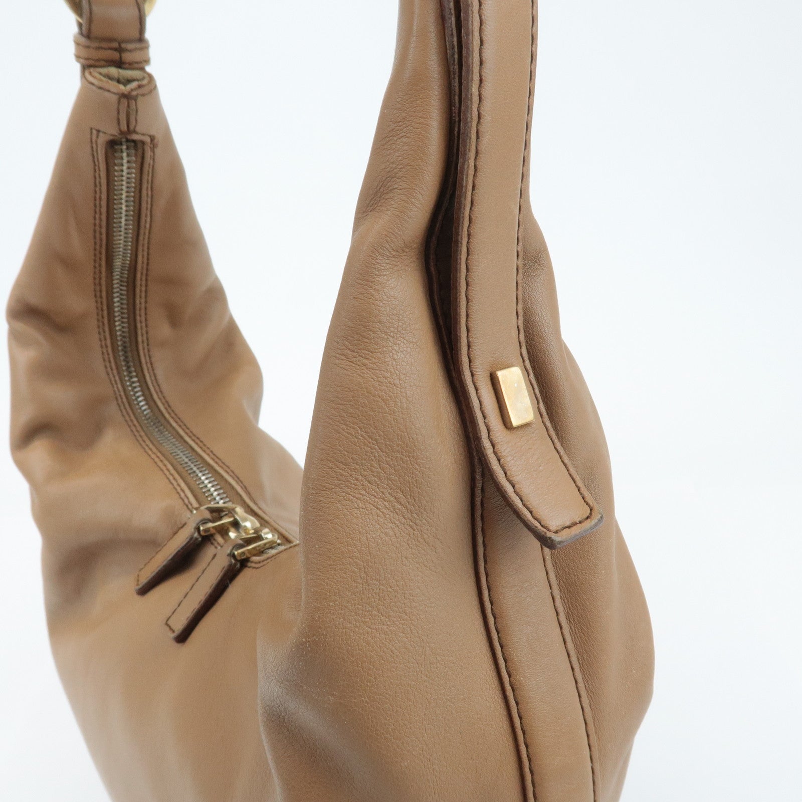 GUCCI Leather One Shoulder Bag Beige 001.4288