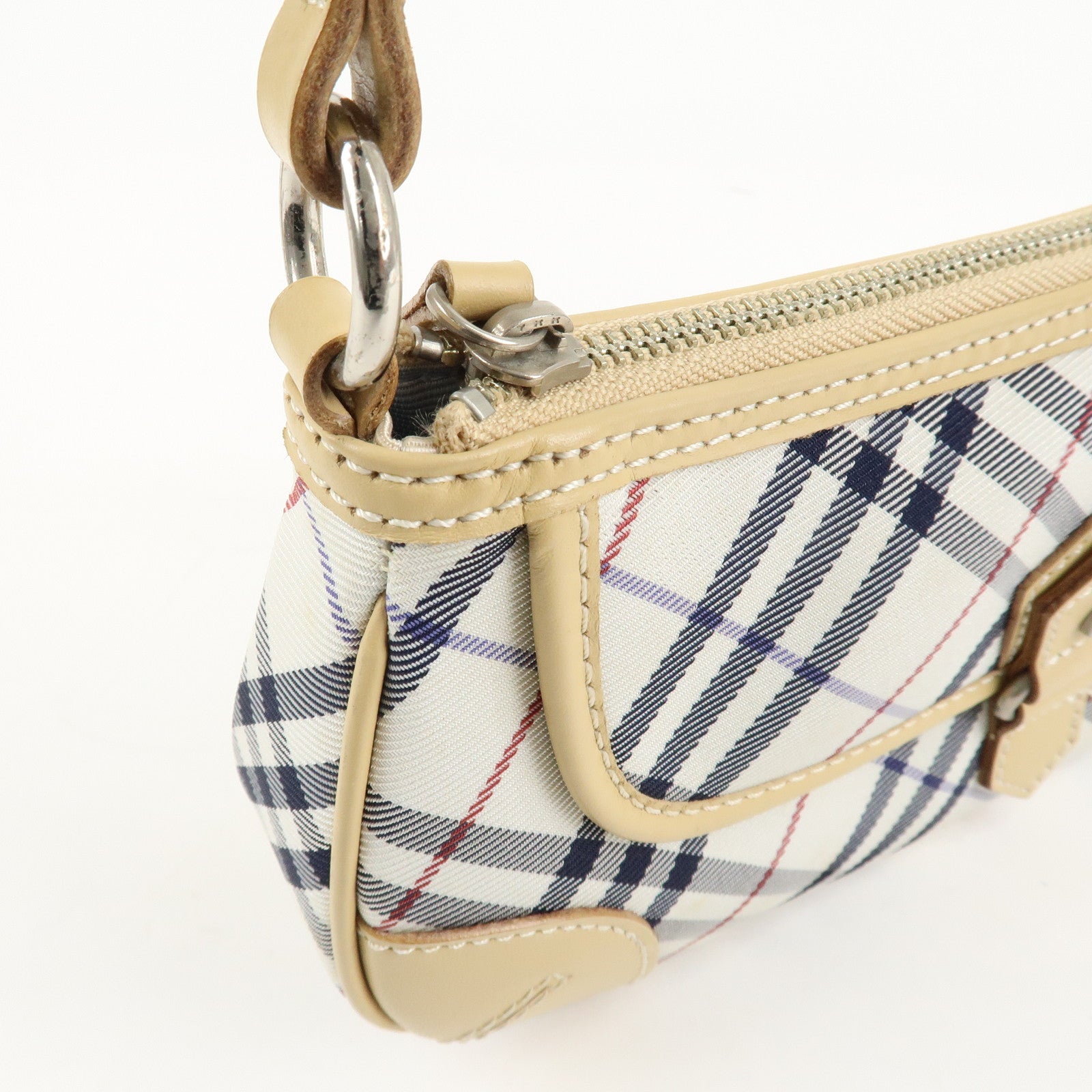 BURBERRY London Canvas Leather Nova Plaid Shoulder Bag Beige Ivory