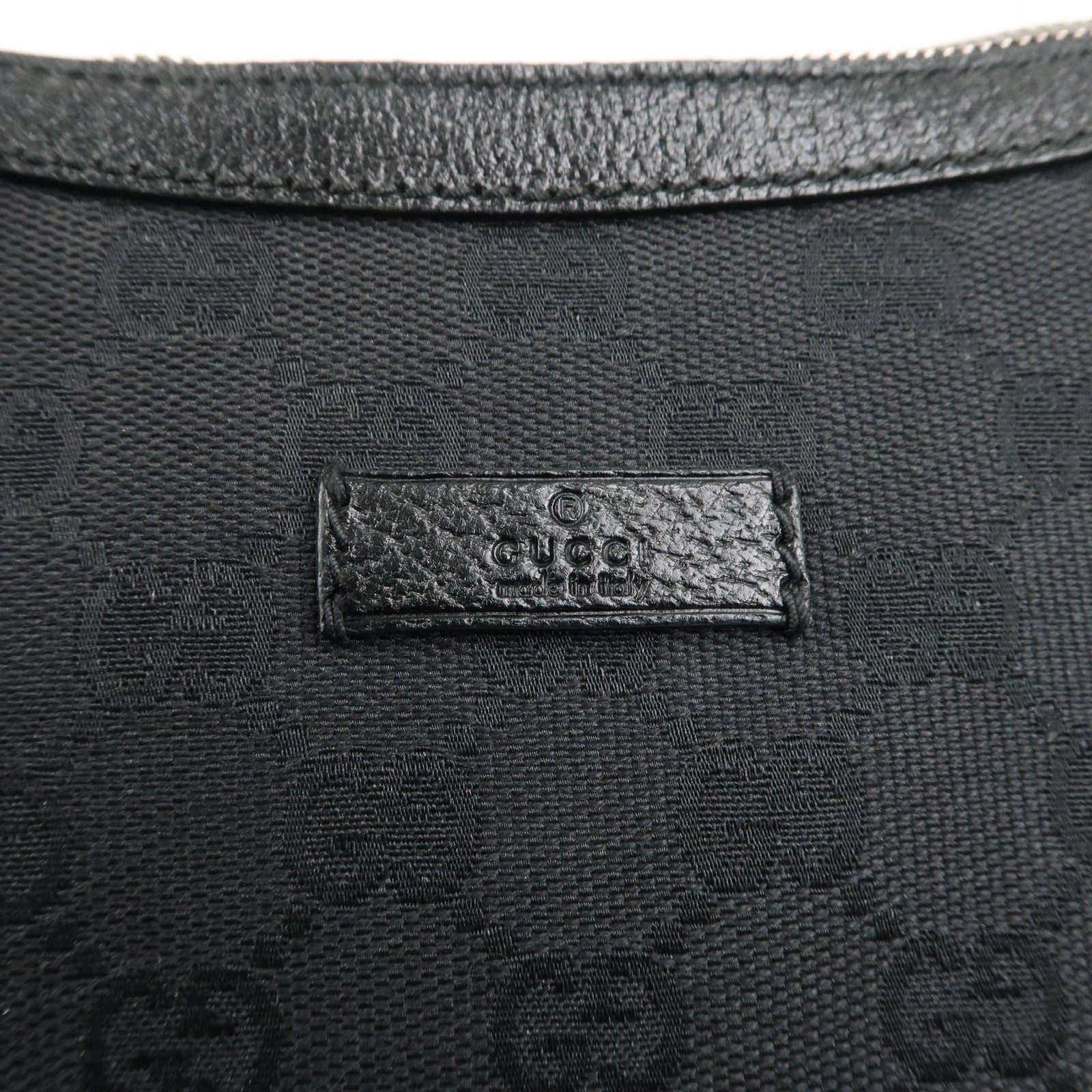 GUCCI GG Canvas Leather Shoulder Crossbody Bag Black 122790