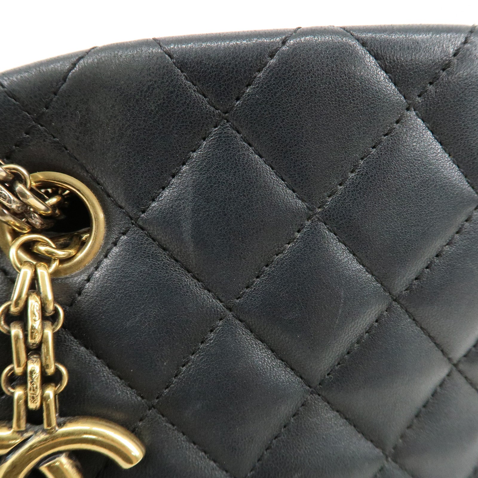 CHANEL Matelasse Lamb Skin Mademoiselle Bowling Bag Black