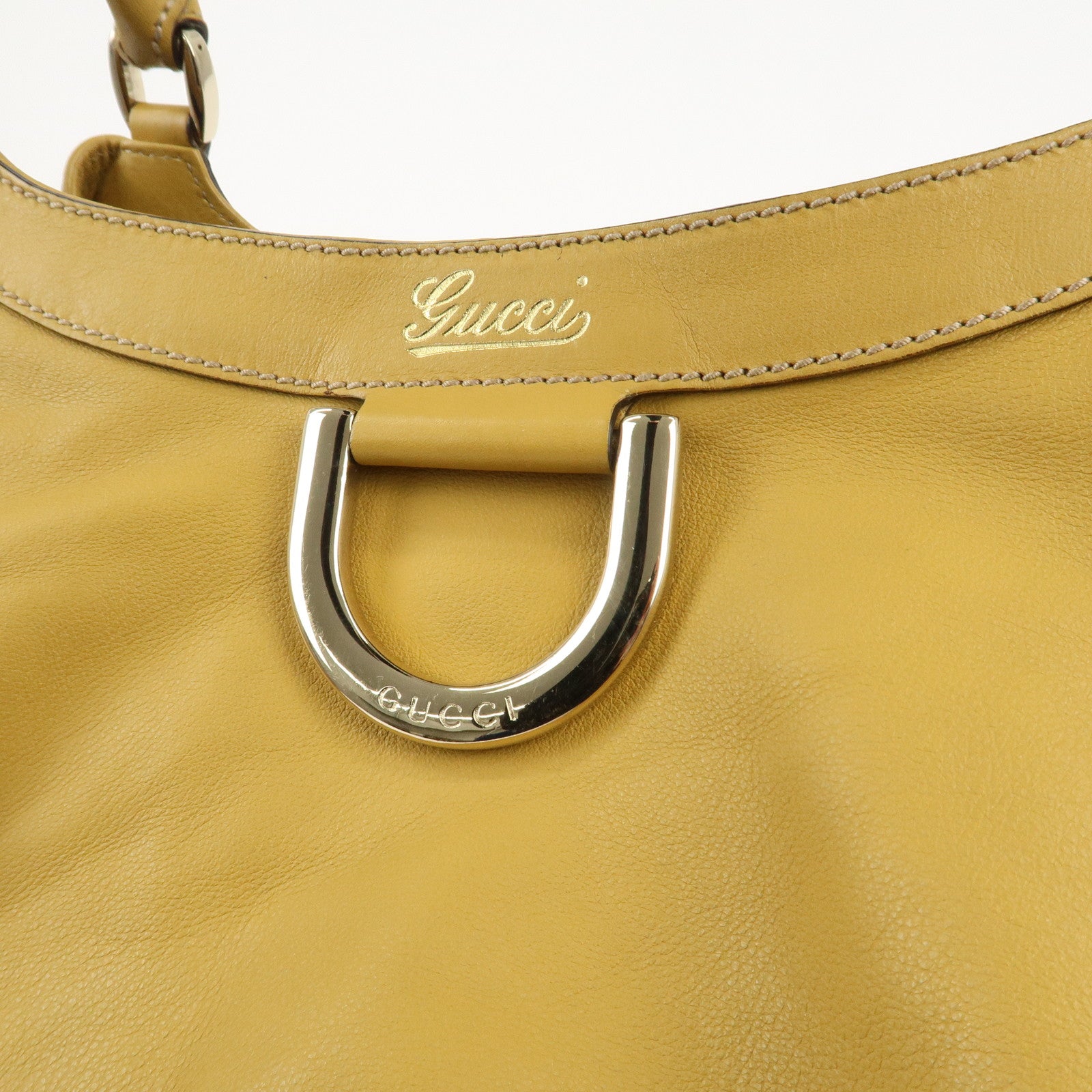 GUCCI Abbey Leather Shoulder Bag Hand Bag Mustard 189835 Used