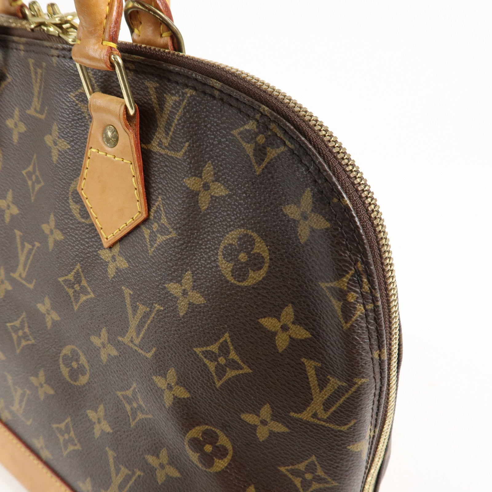 Louis Vuitton Monogram Alma Hand Bag Brown Gold Hardware M51130 Used