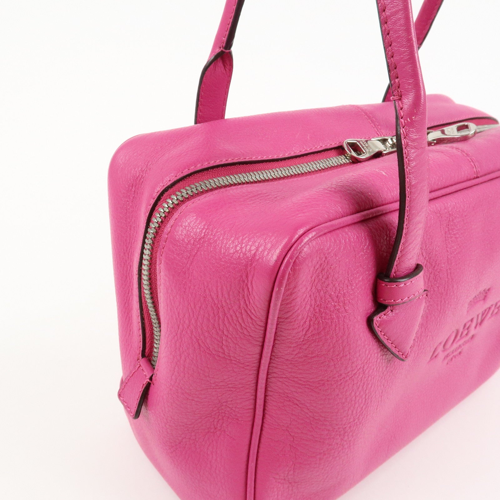 LOEWE Leather Herritage Mini Boston Bag Hand Bag Pink