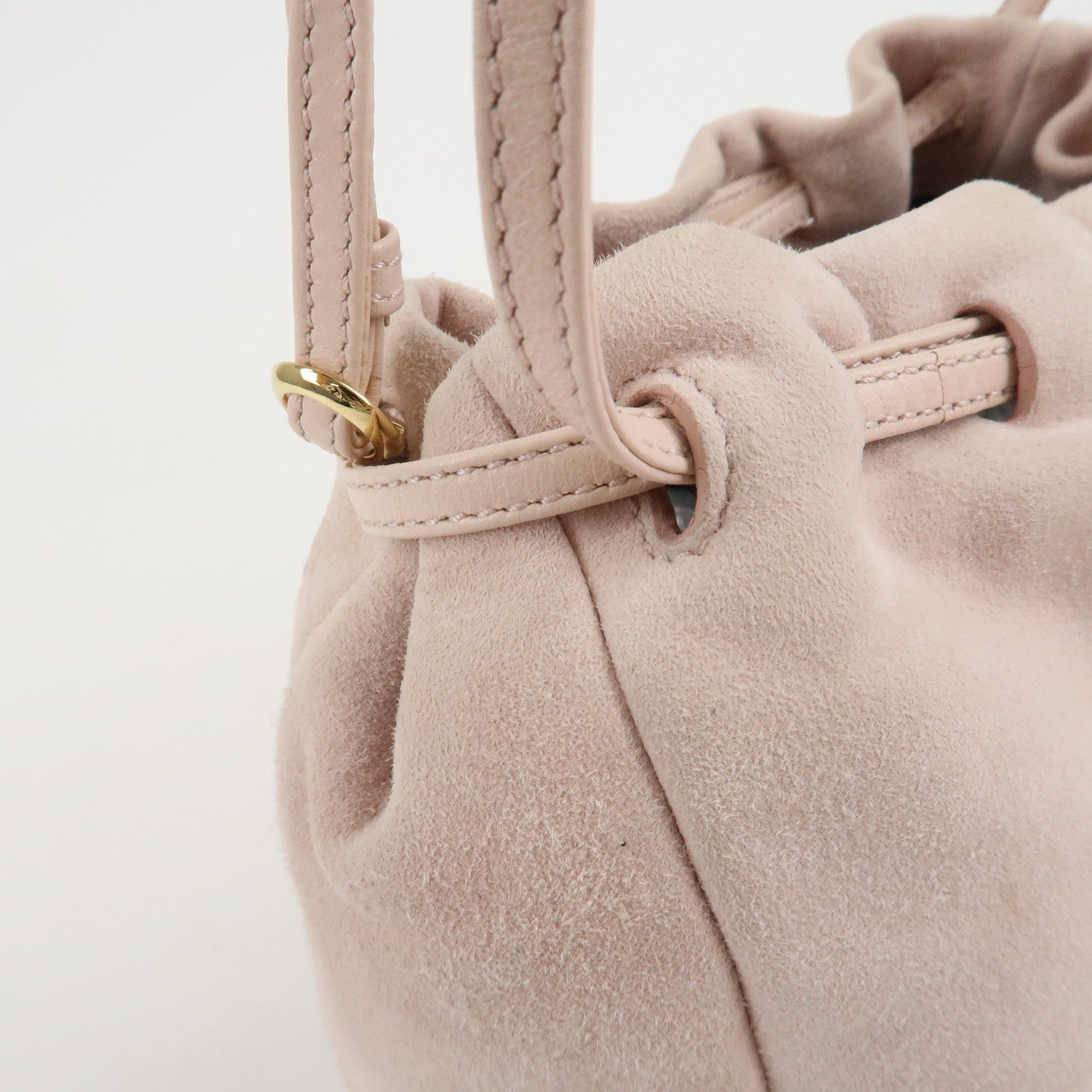 LOEWE Anagram Suede Leather Hand Bag Pink Beige Used